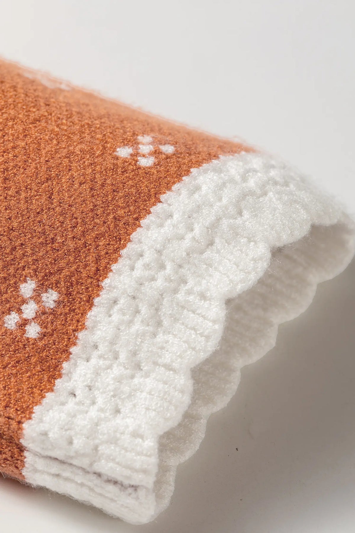 Peter Pan Collar Colourblock Long Sleeve Knitwear Cardigan – Russet Orange