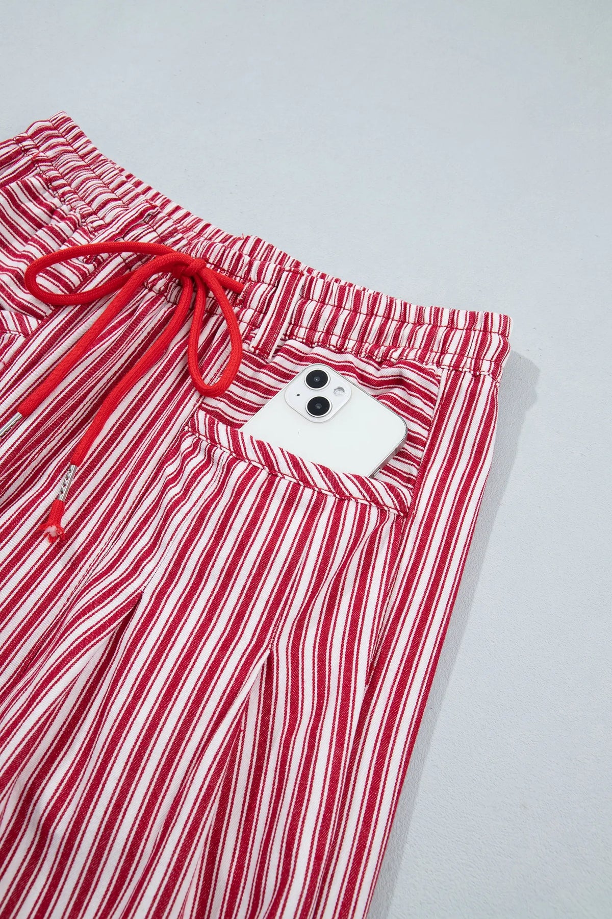 Drawstring Casual Loose Pants – Red Stripe