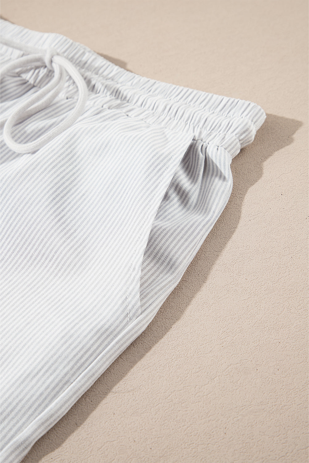 Stripe Zip up Collar Ruffled Sleeve Tee and Wide Leg Trousers Co-ord eAura