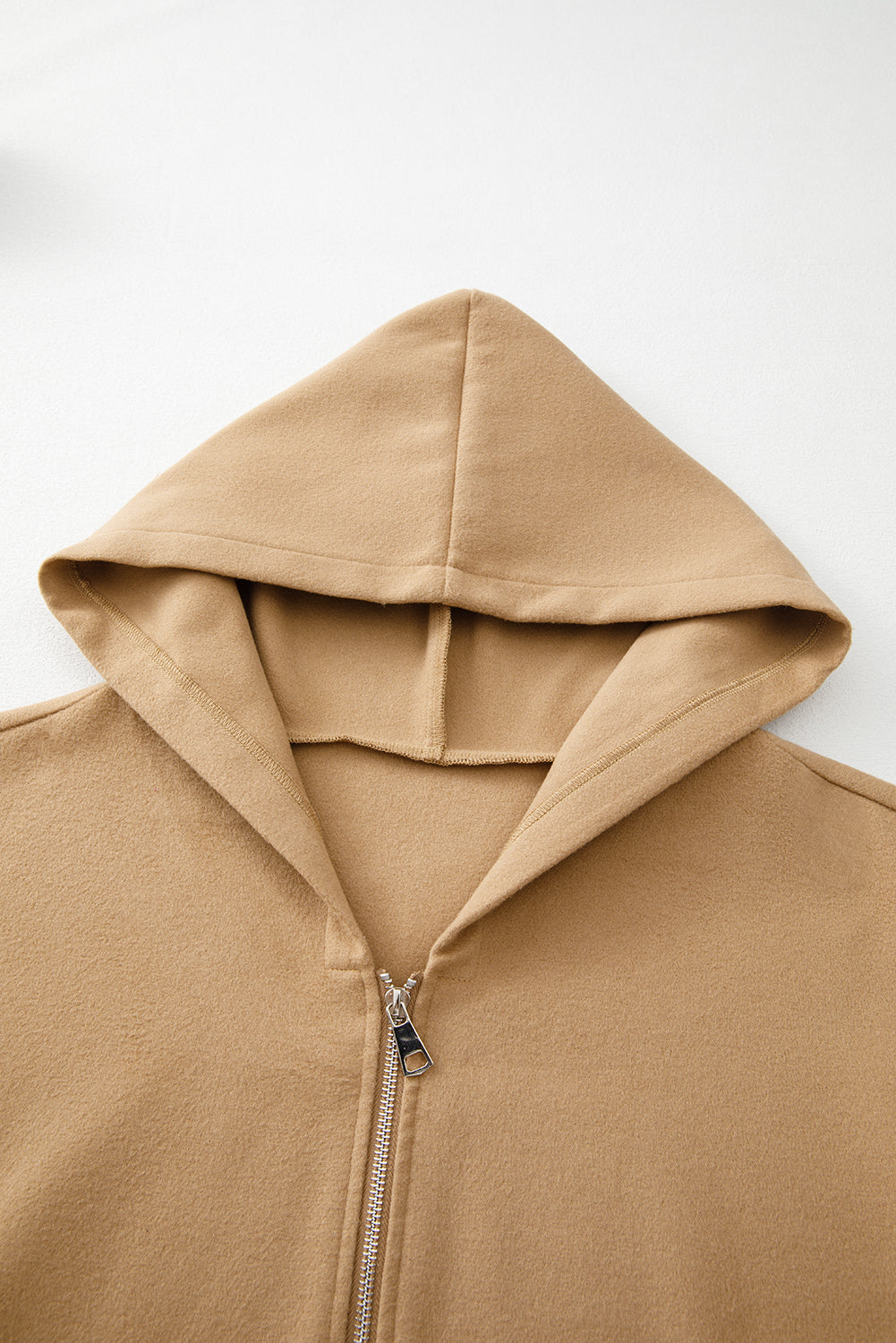 Fiery Red Solid Color Casual Zip up Hooded Coat BB Fashion Outlet
