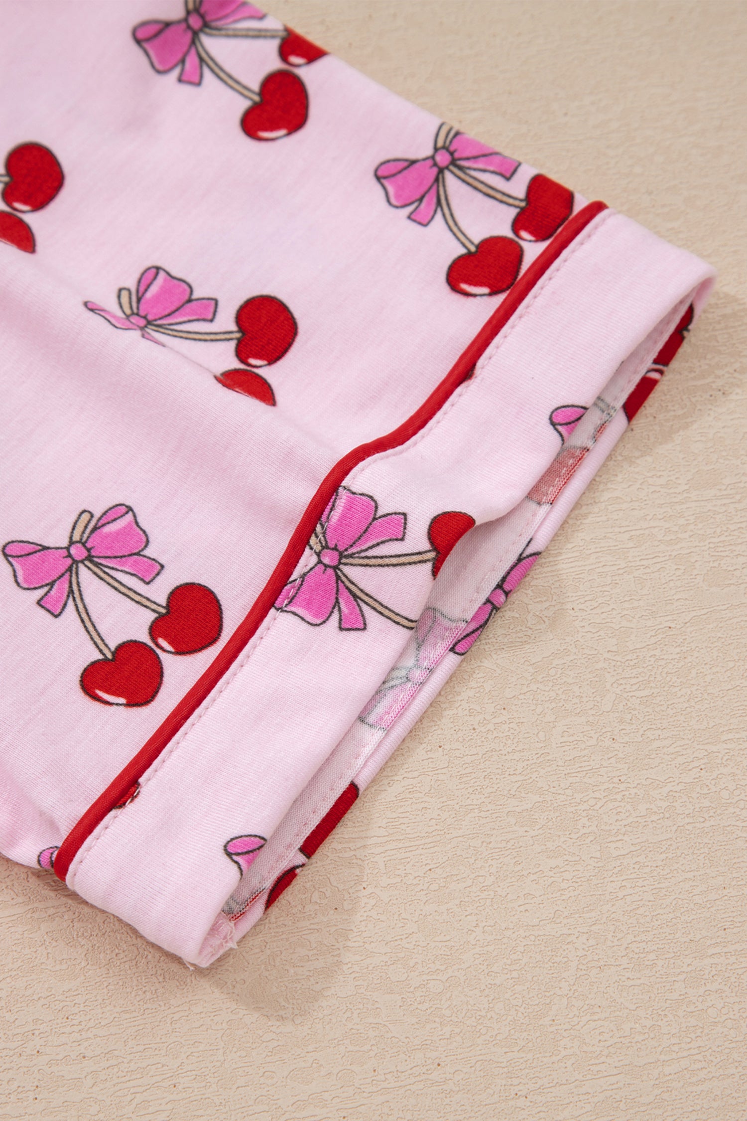 Cherry/Bow Print Short Pajama Set – Pink