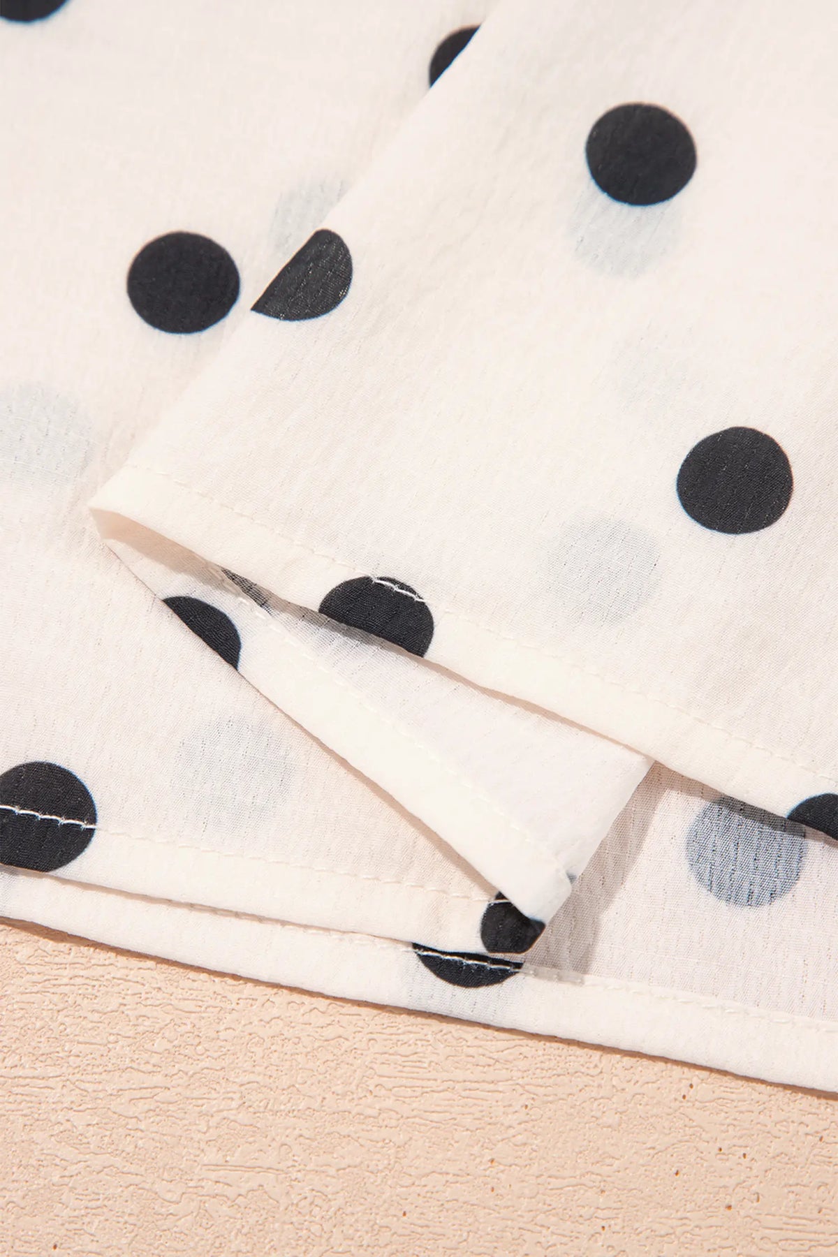 White Polka Dot Ruffled Slit Maxi Skirt