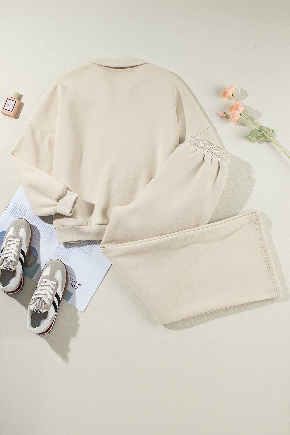 Drop Shoulder Zip Up Jacket Drawstring Joggers Co-ord Set - eAura