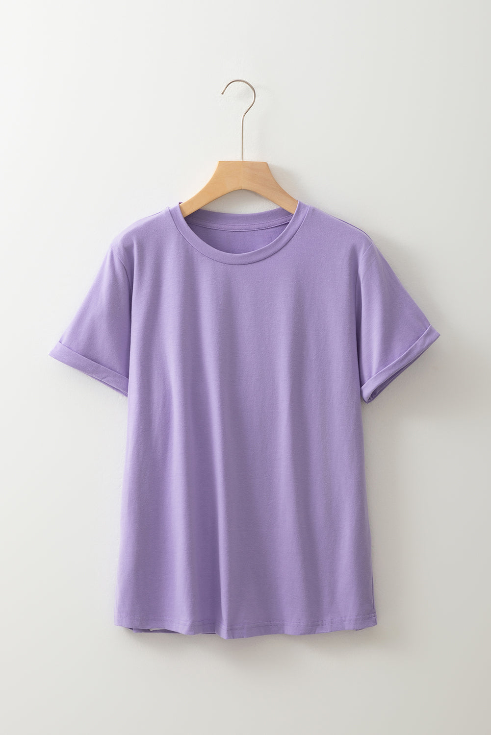Wisteria Casual Plain Crew Neck Tee Dear-Lover Dropshipping