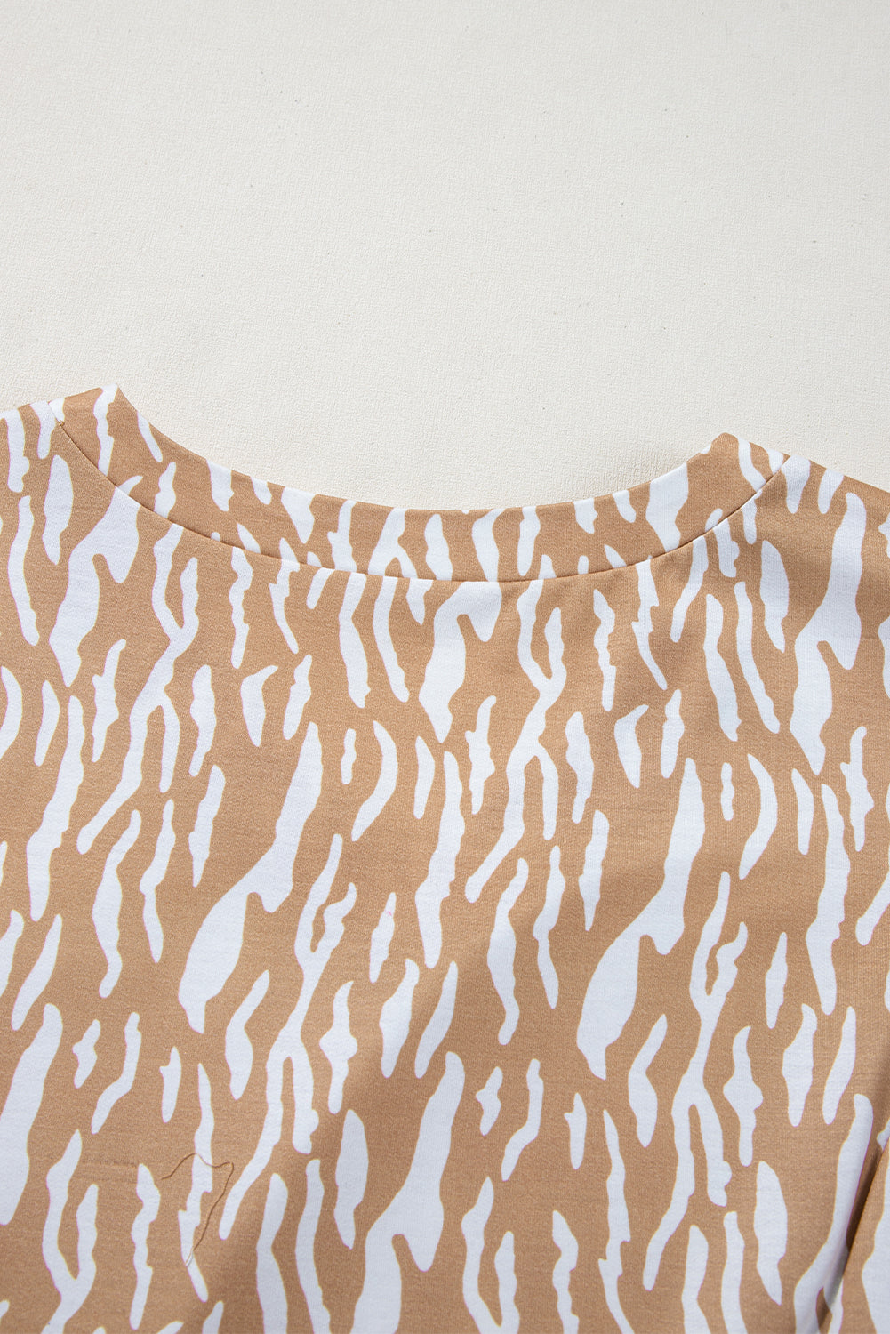 Khaki Abstract Print V Neck Short Sleeve Shift T Shirt Dress eAura