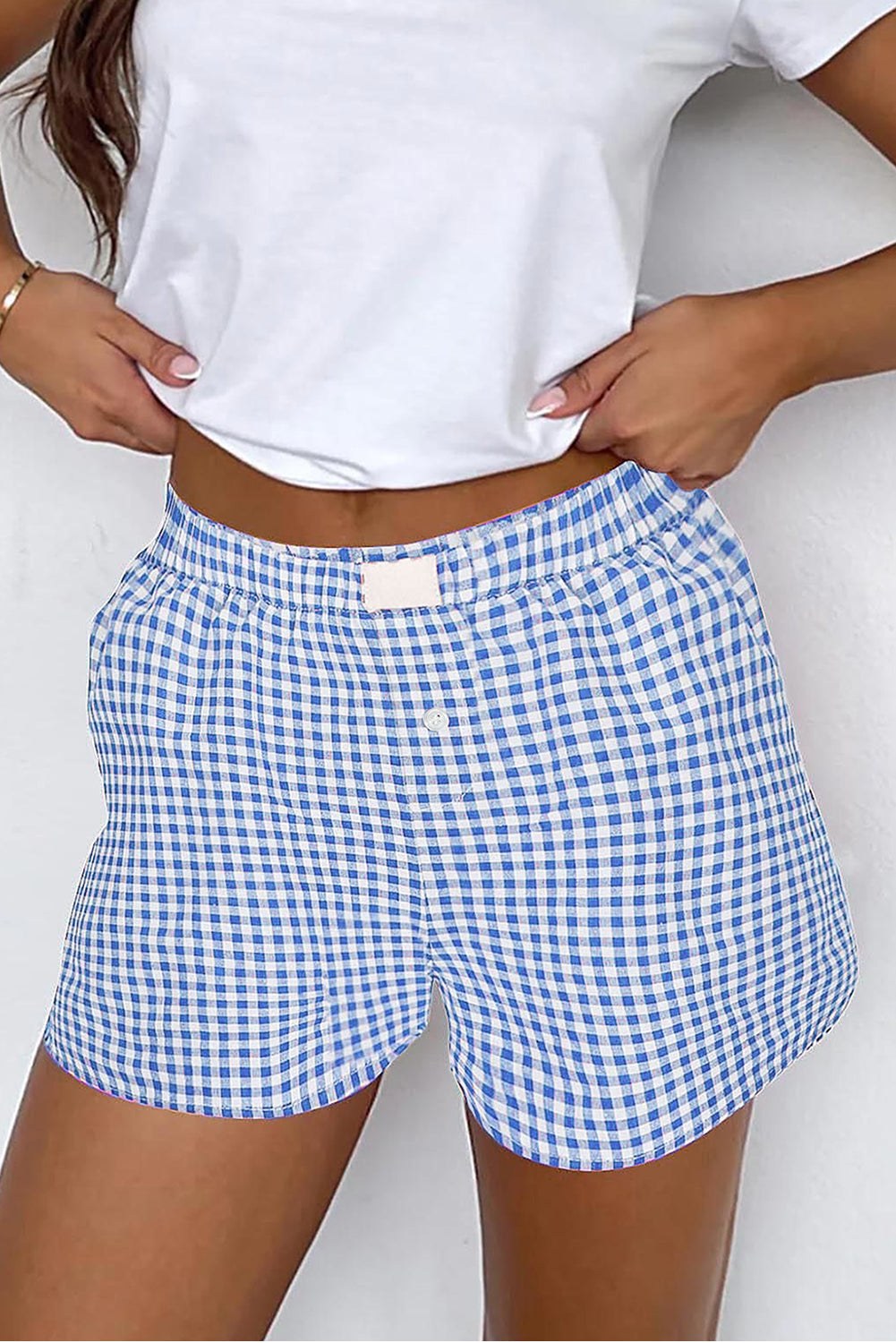 Gingham Printed High Waist Shorts eAura