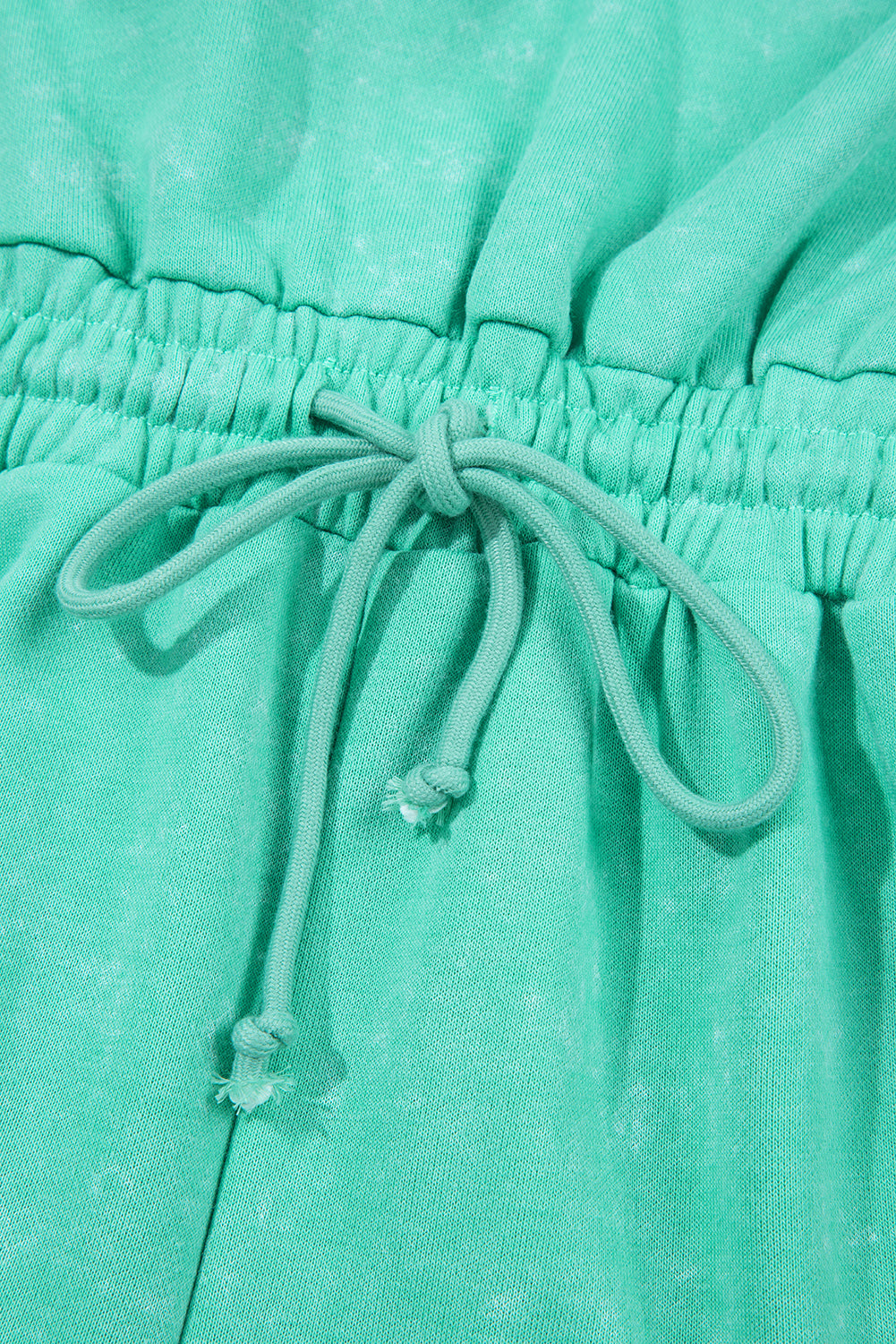 Sea Green Mineral Wash Drawstring Waist Hollow Out Back Short Sleeve Romper eAura