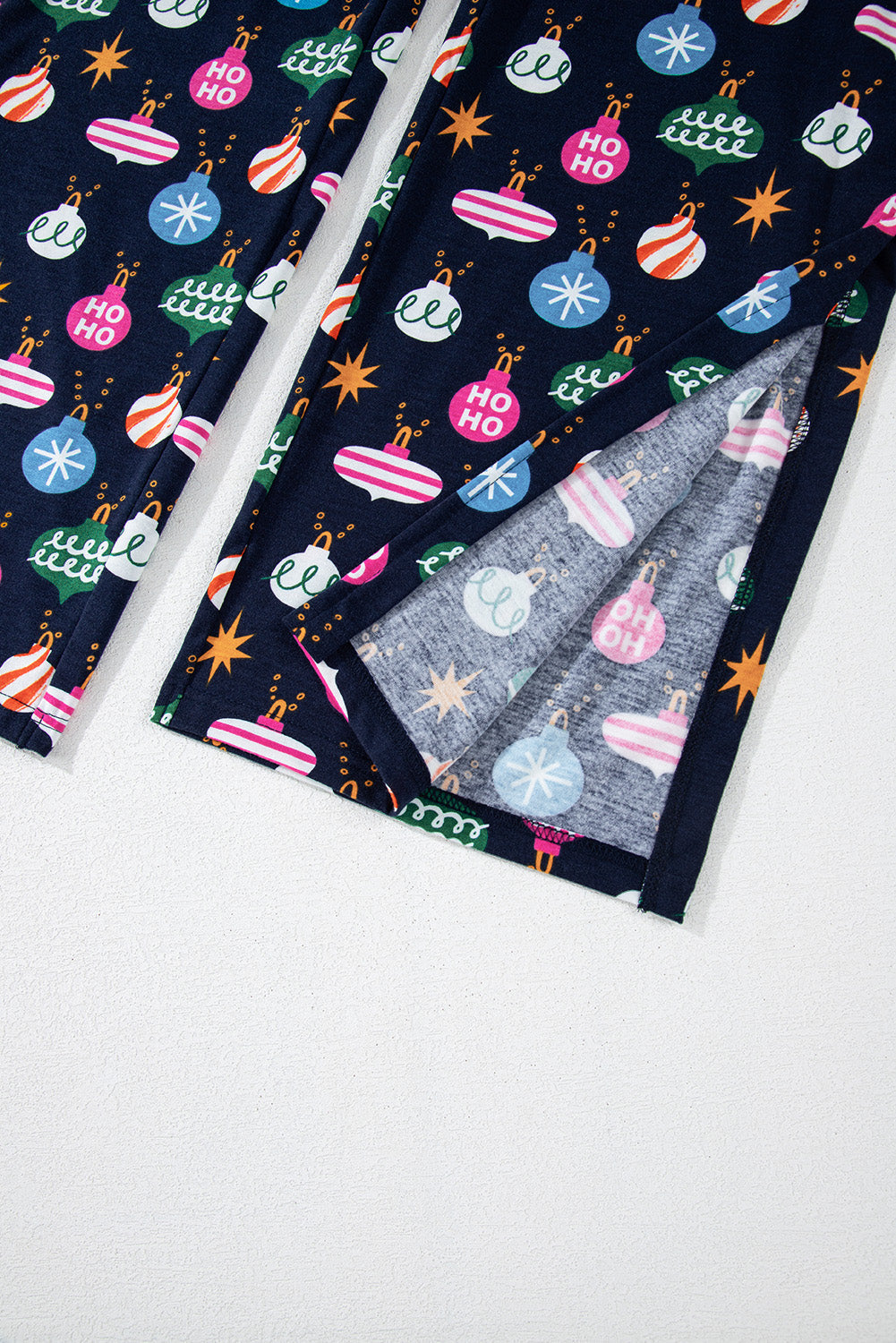 Navy Christmas Lights Print Shirt Pyjama Set eAura
