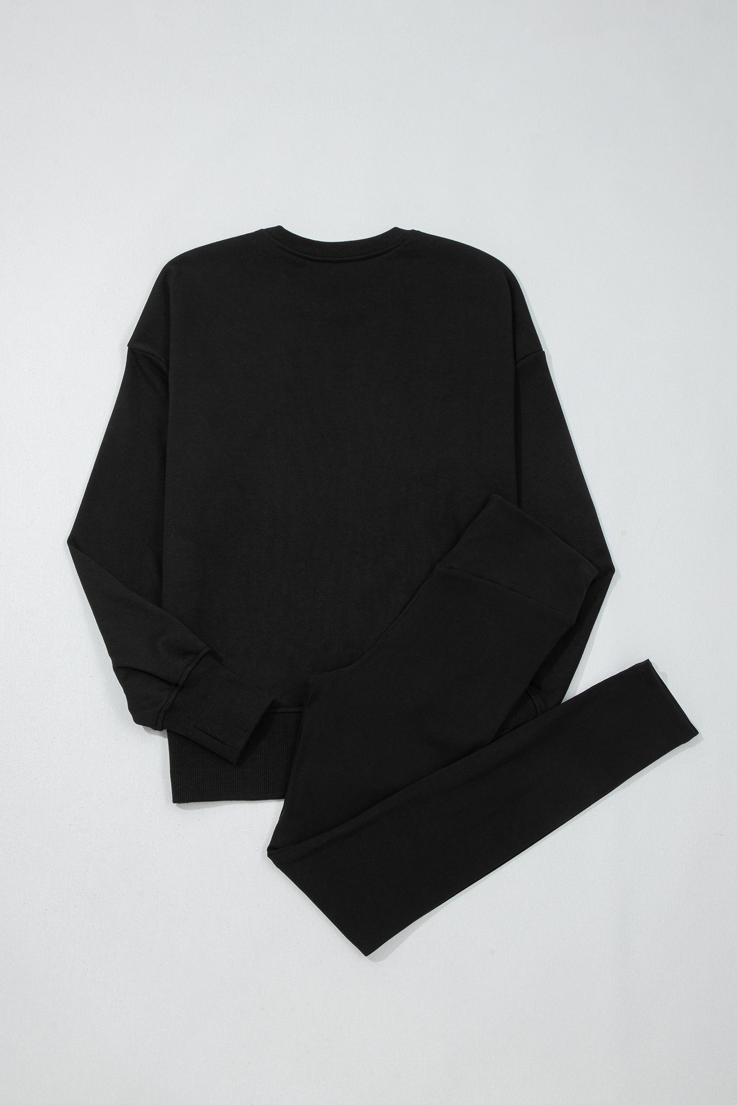 Oversize Slit Sweatshirt and Ribbed Leggings Co-ord Set