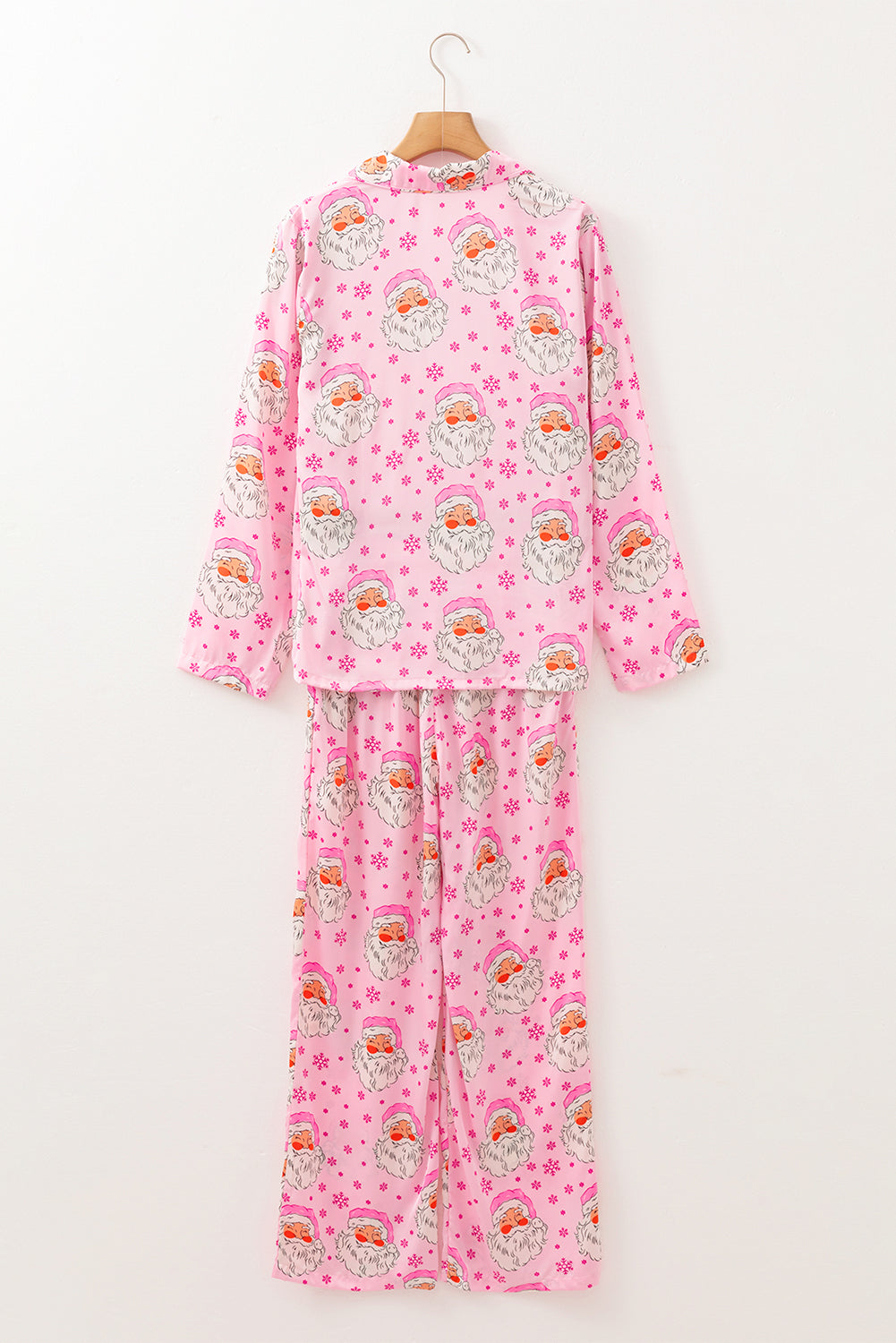 Pink Santa Claus Snowflake Long-Sleeve Shirt Christmas Pyjama Set eAura
