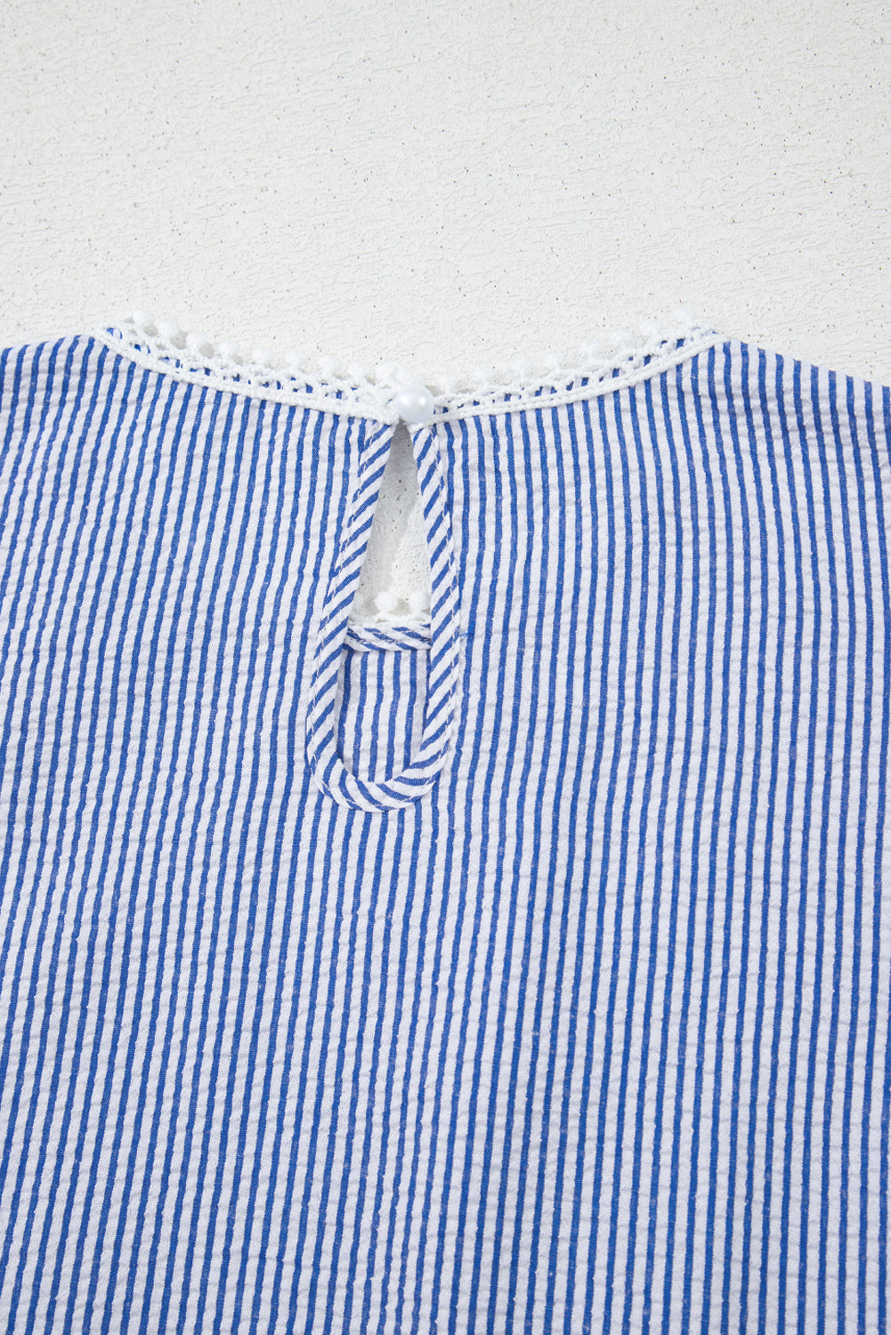 Sky Blue Stripe Lace Patchwork Crew Neck Tank Top eAura