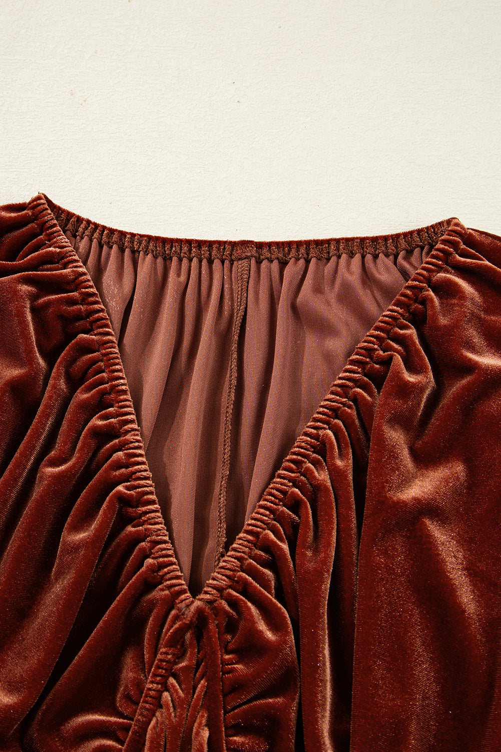 V-Neck Puff Sleeve Short Velvet Dress - eAura