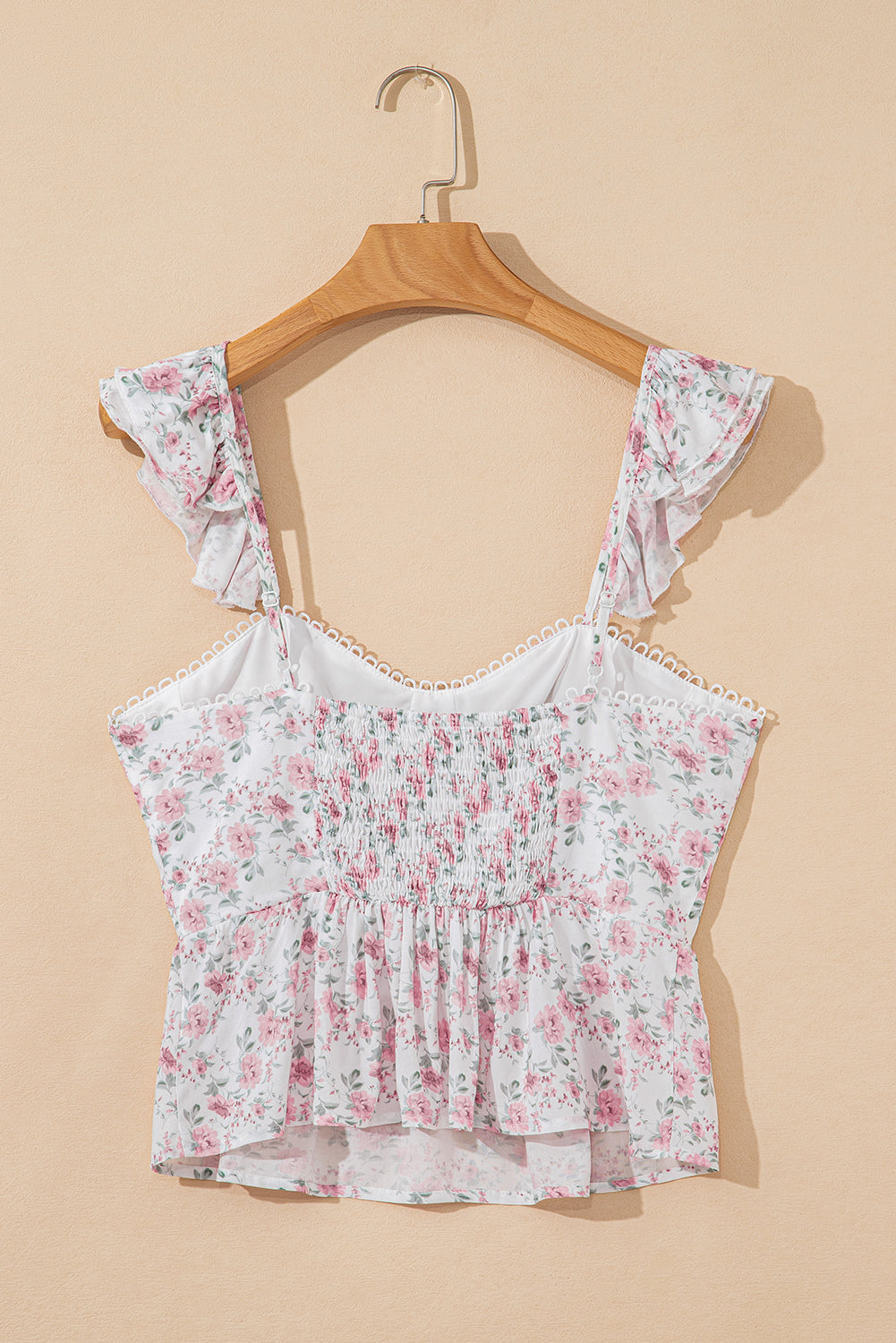 Pink Floral Flutter Peplum Vest Top eAura