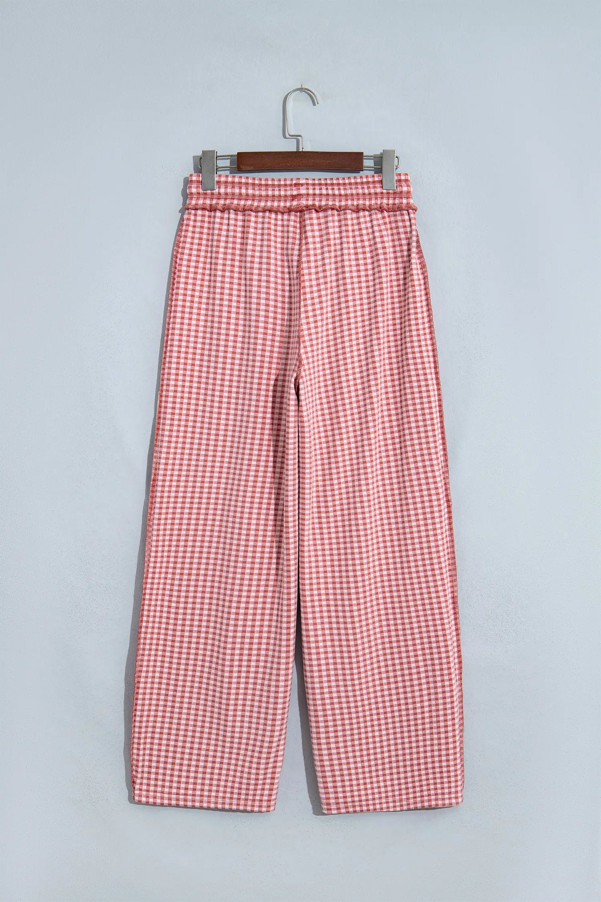 Plaid Contrast Trim Drawstring Elastic Waist Shift Pants – Green