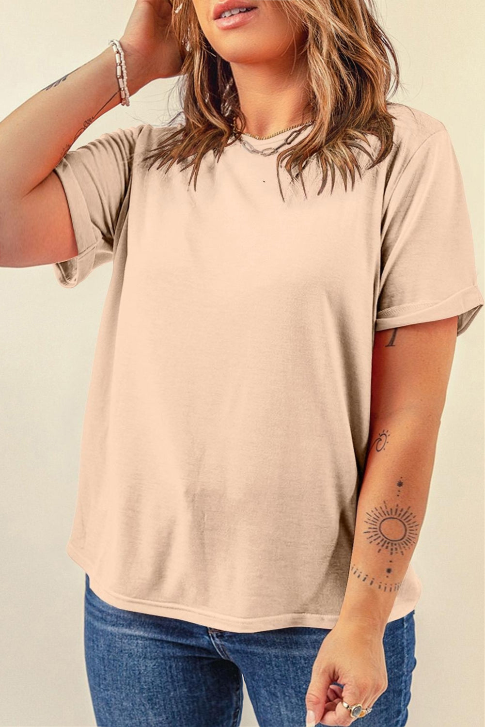 Casual Plain Crew Neck Tee T-Shirt