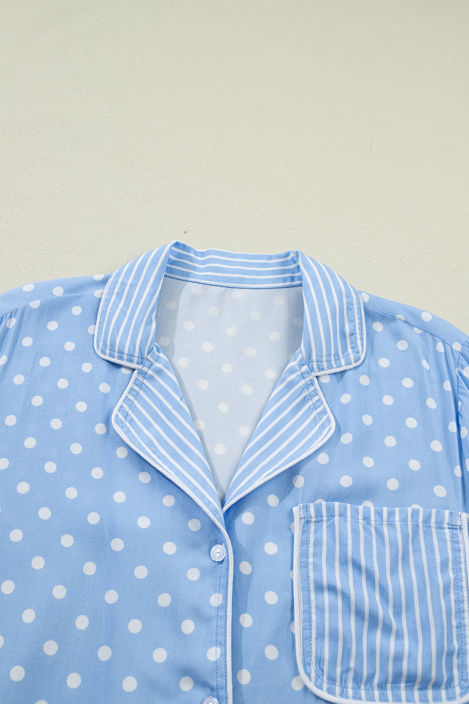Sky Blue Dotted Print Soft Short Pajama Set – Light Blue