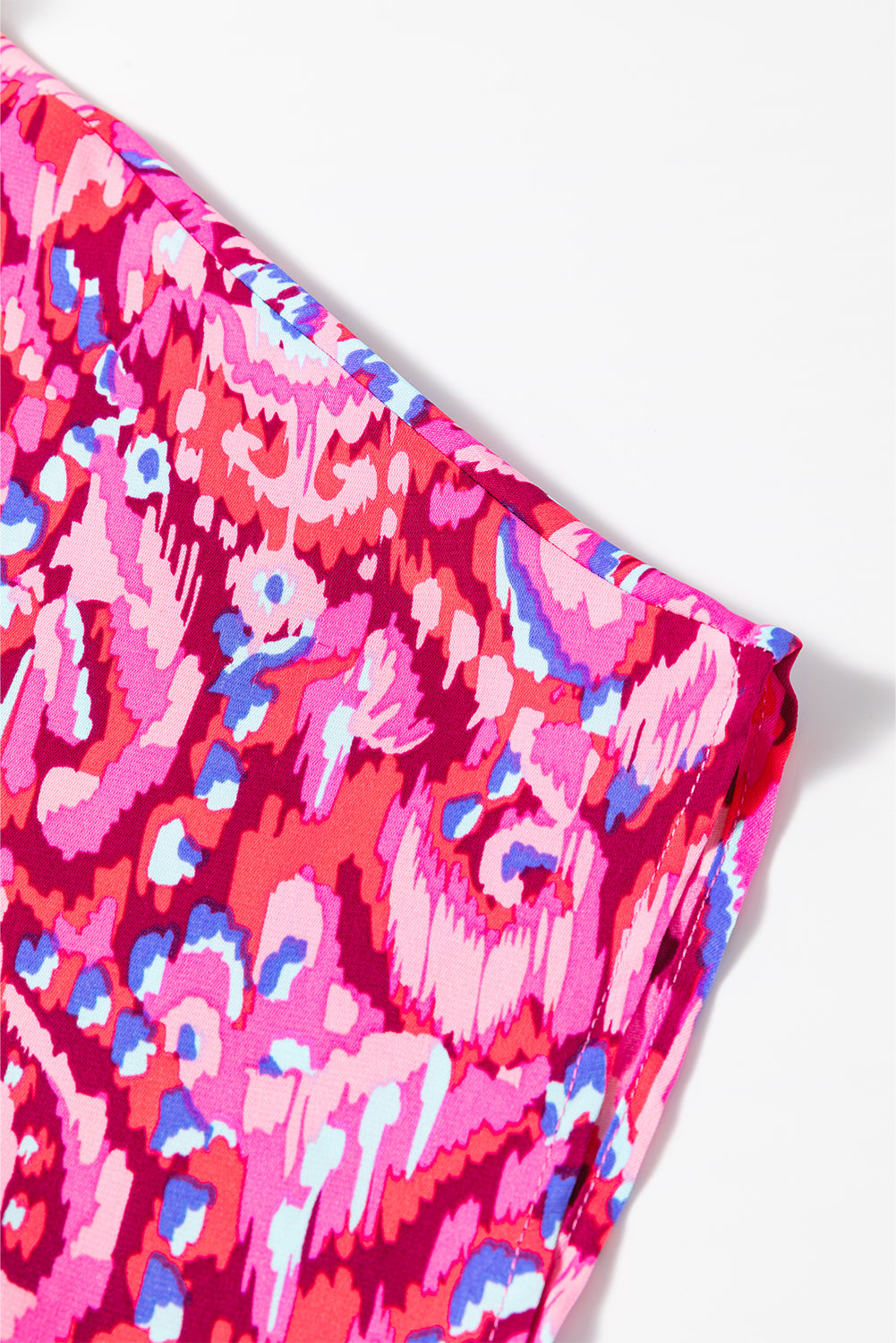 Pink Abstract Print V Neck Half Sleeve Loose Fit Tunic Blouse eAura