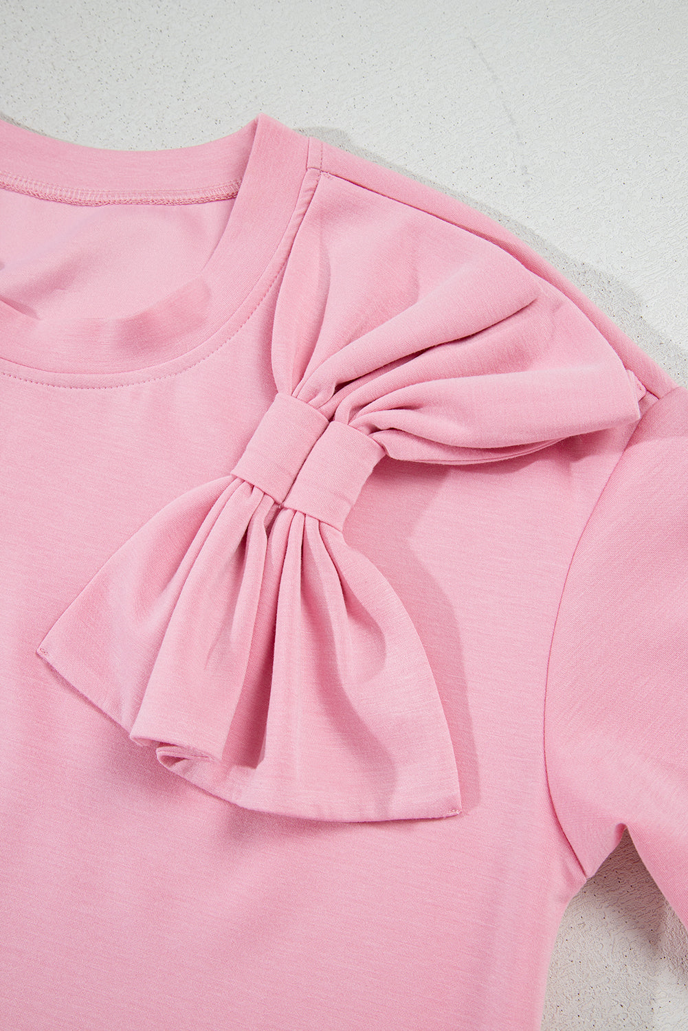 Pink Bow Applique Half Sleeve T-shirt - eAura