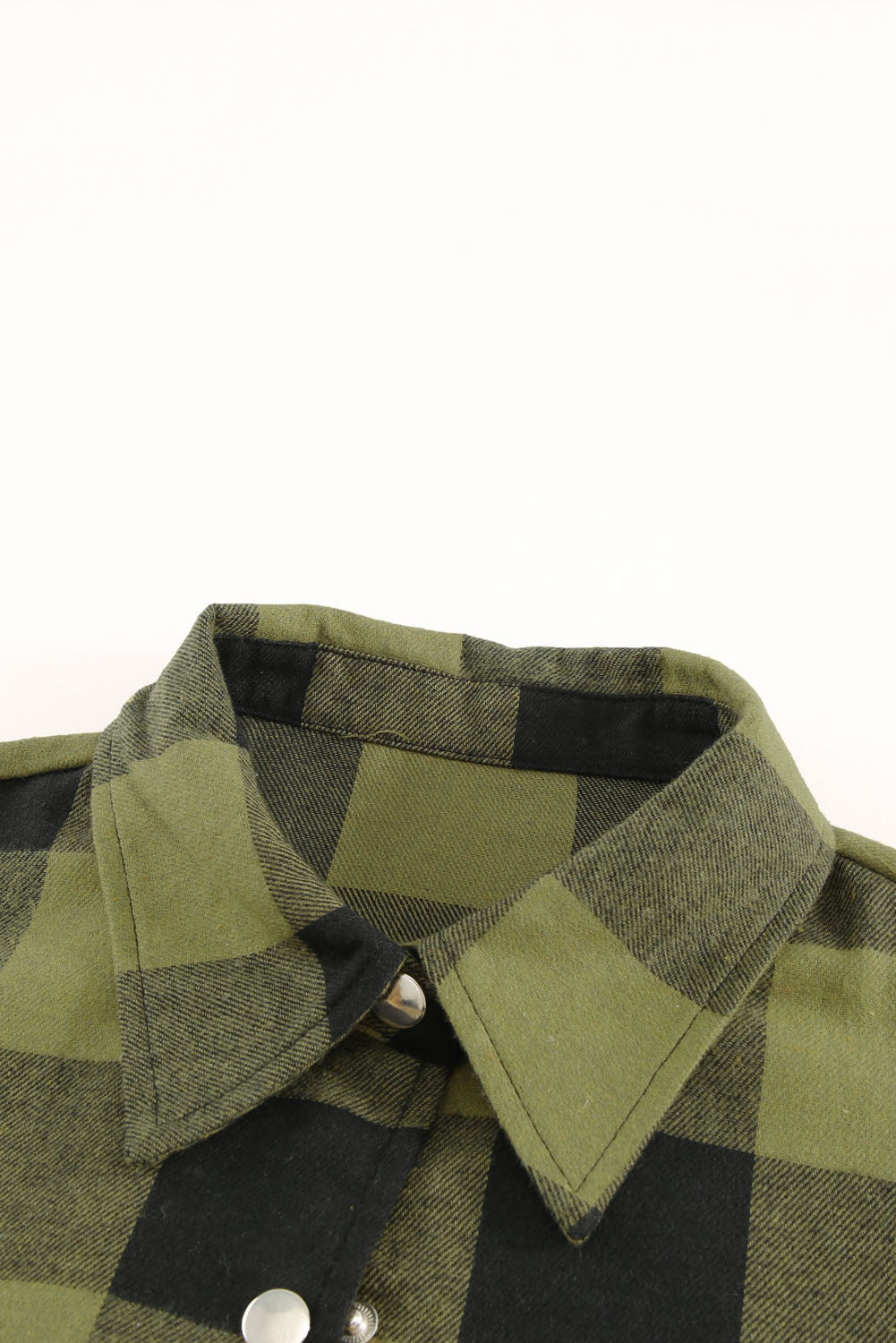 Black Turn-down Collar Plaid Shirt Coat eAura