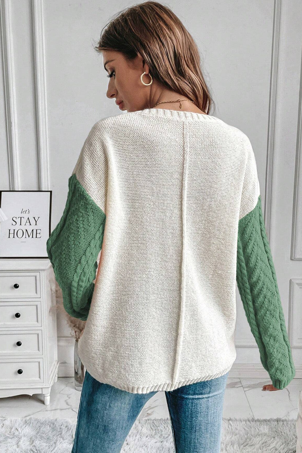 Rose Tan Colourblock Patched Pocket Drop Shoulder Sweater eAura