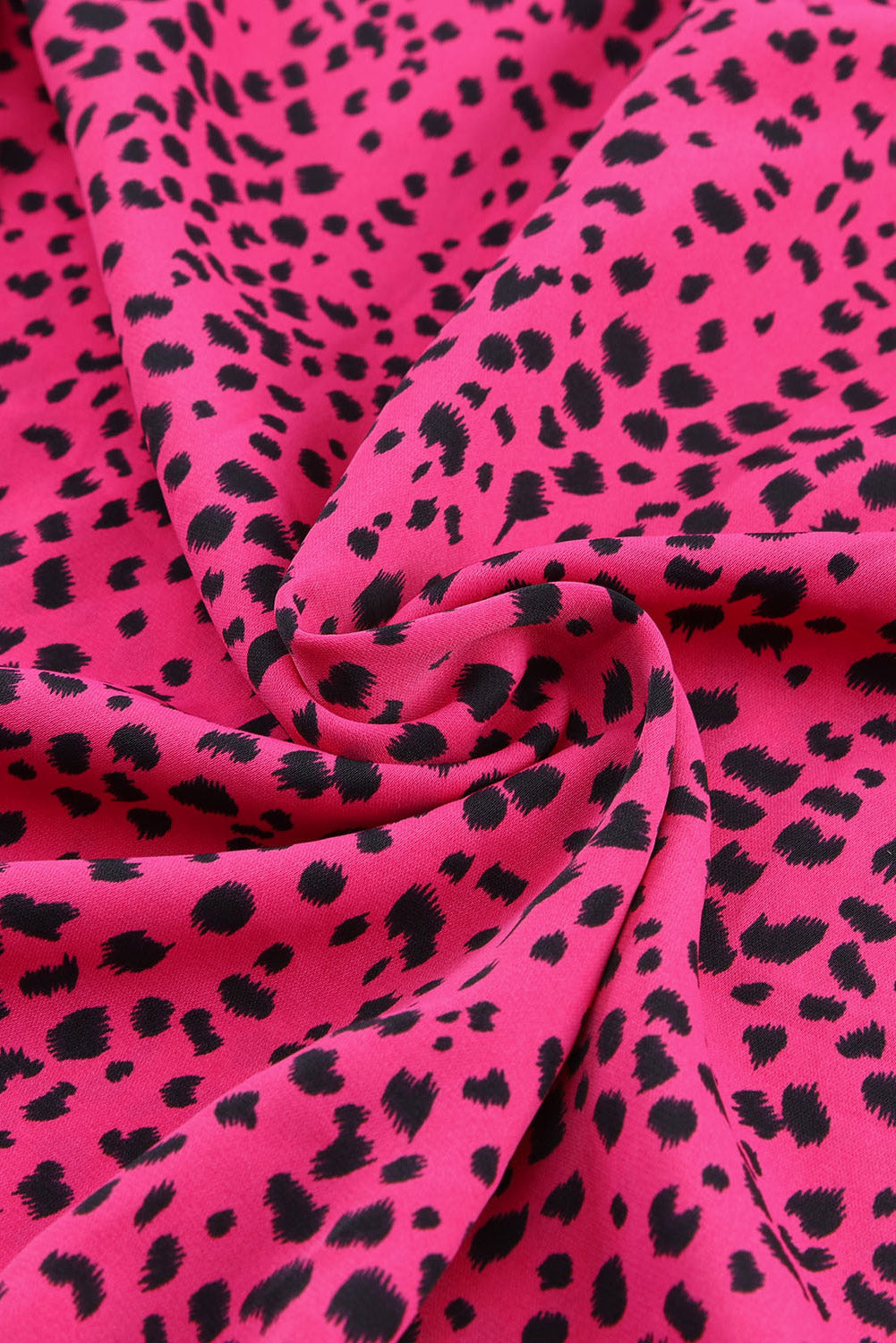 Rose Leopard Print Pleated Blouse with Keyhole eAura