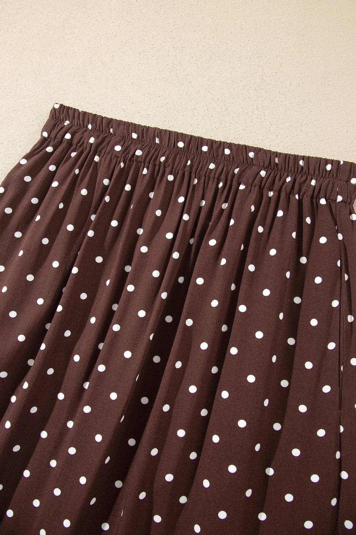 Polka Dot Lace Hem Elegant Long Shift Skirt – Khaki