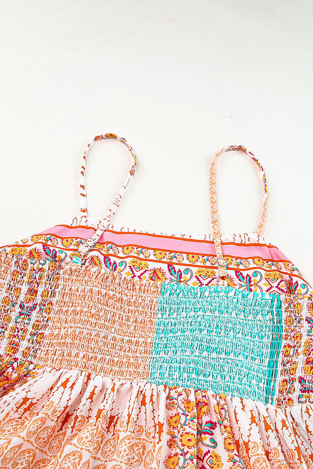 MultiColour Boho Patchwork Print Square Neck Maxi Sundress eAura