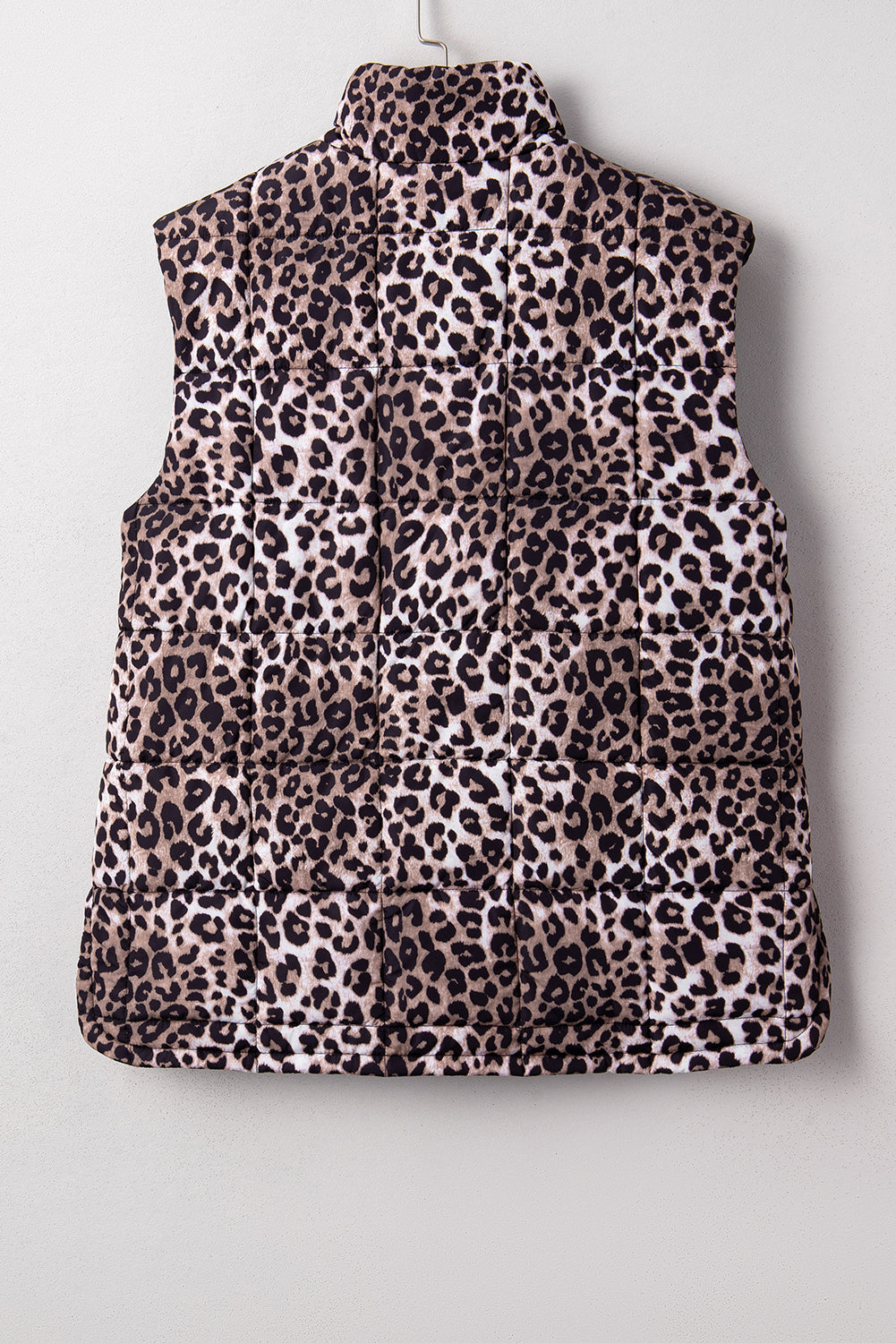 Leopard Quilted Full Zipper Casual Puff Vest - eAura