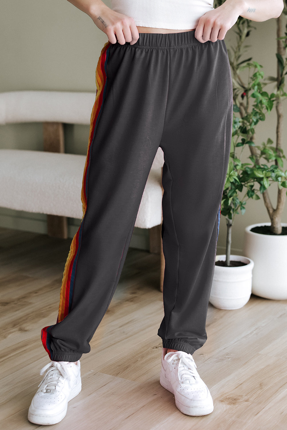 Dark Grey Counting Rainbows High Waist Sweatpants BB Fashion Outlet
