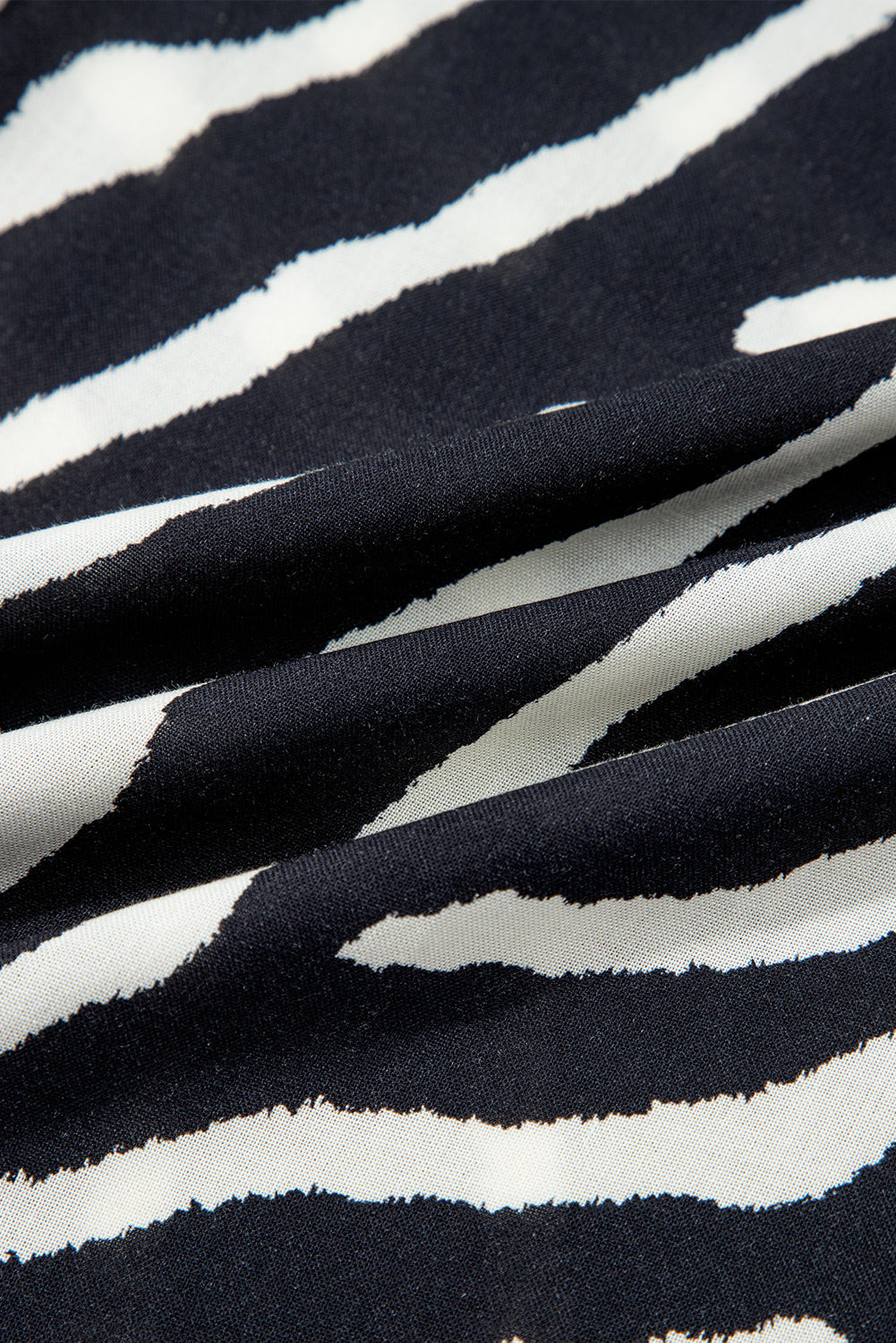 Black Zebra Striped Summer Wide Leg Trousers eAura