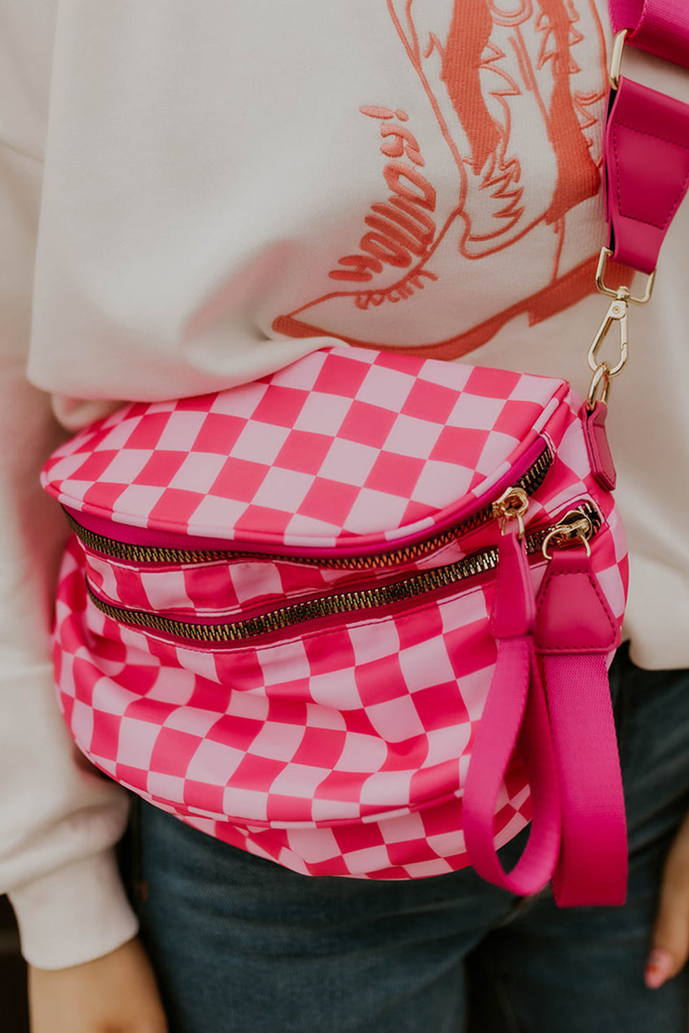 Print Wide Strap Large Crossbody Bag