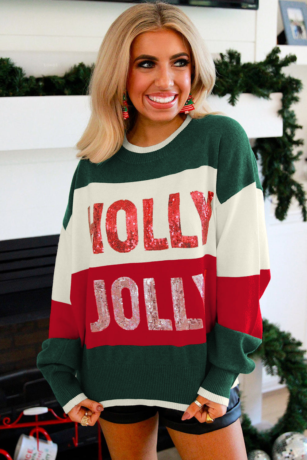 Pink Sequined HOLLY JOLLY Sweater - eAura