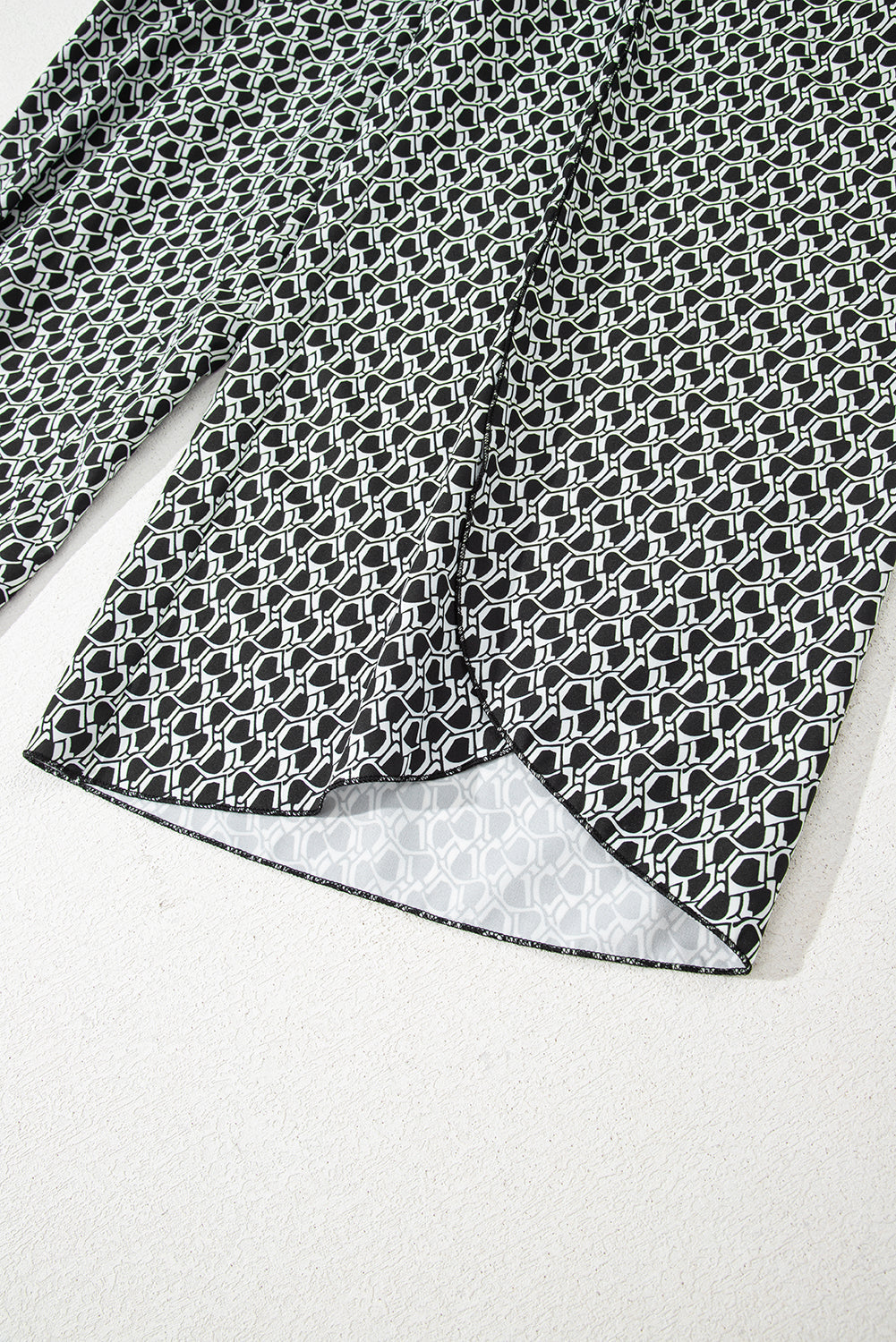 Black Bohemian Print Slit Wide Leg Smocked High Waist Trousers eAura