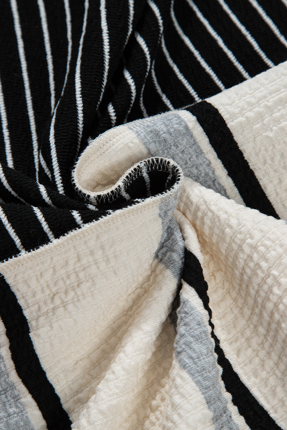 Black Stripe Colorblock Knit Henley Collar Shift Long Sleeve Mini Dress Dear-Lover Dropshipping