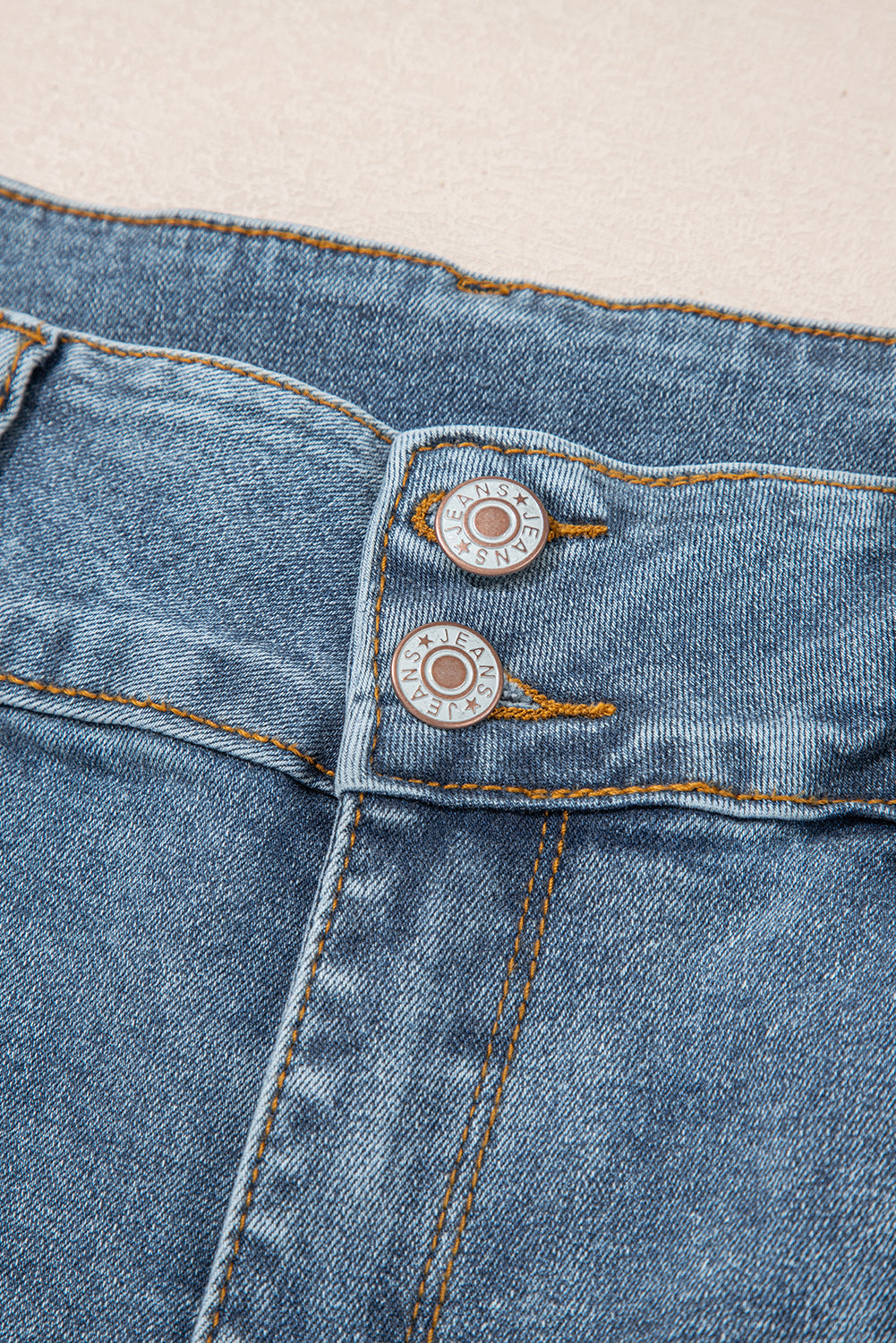 Double Button High Waist Piping Trim Bootcut Jeans - eAura