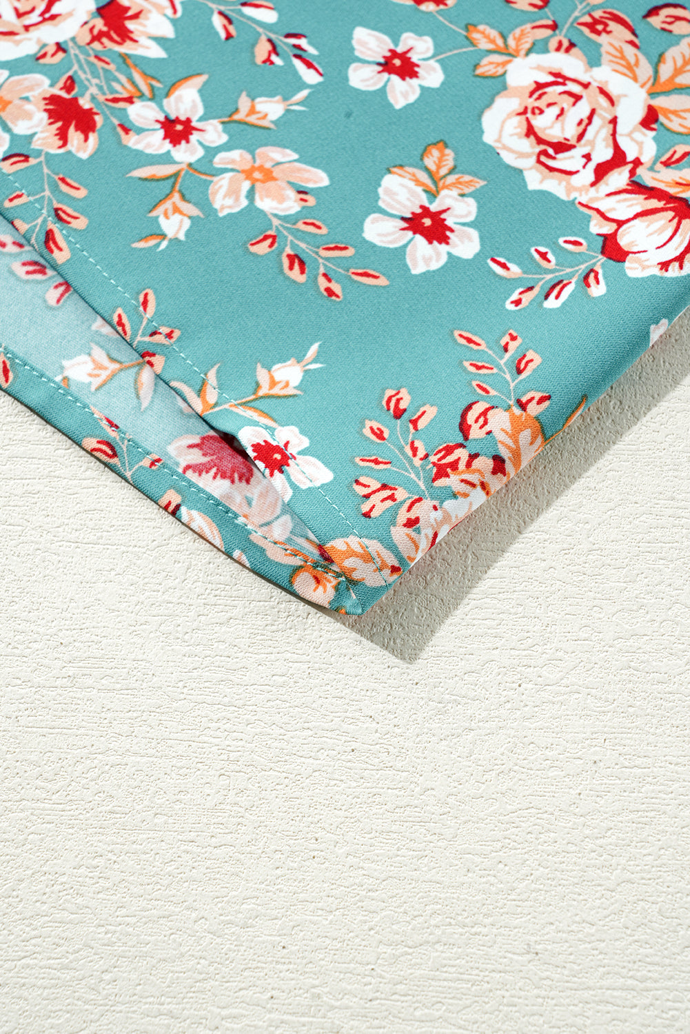 Green Plus Size Floral Print Square Neck Smocked Maxi Dress BB Fashion Outlet