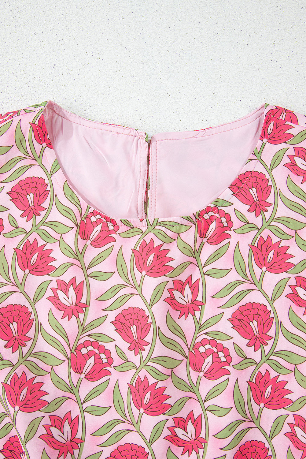 Pink Floral Print Puffy Cropped Tank and Mini Skirt Set eAura
