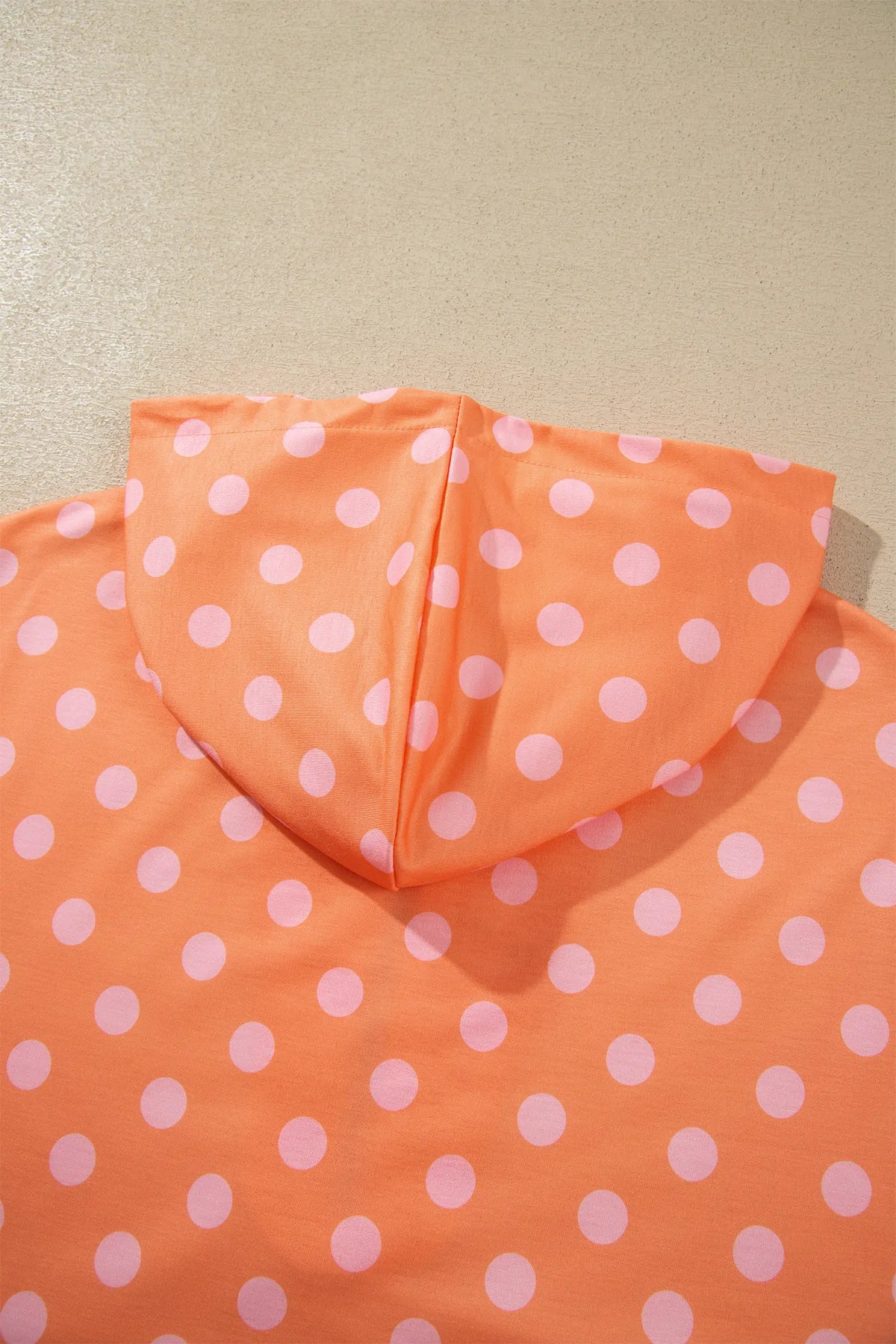 Polka Dot Hooded Long Sleeve Top Casual Mini Skort Set – Khaki