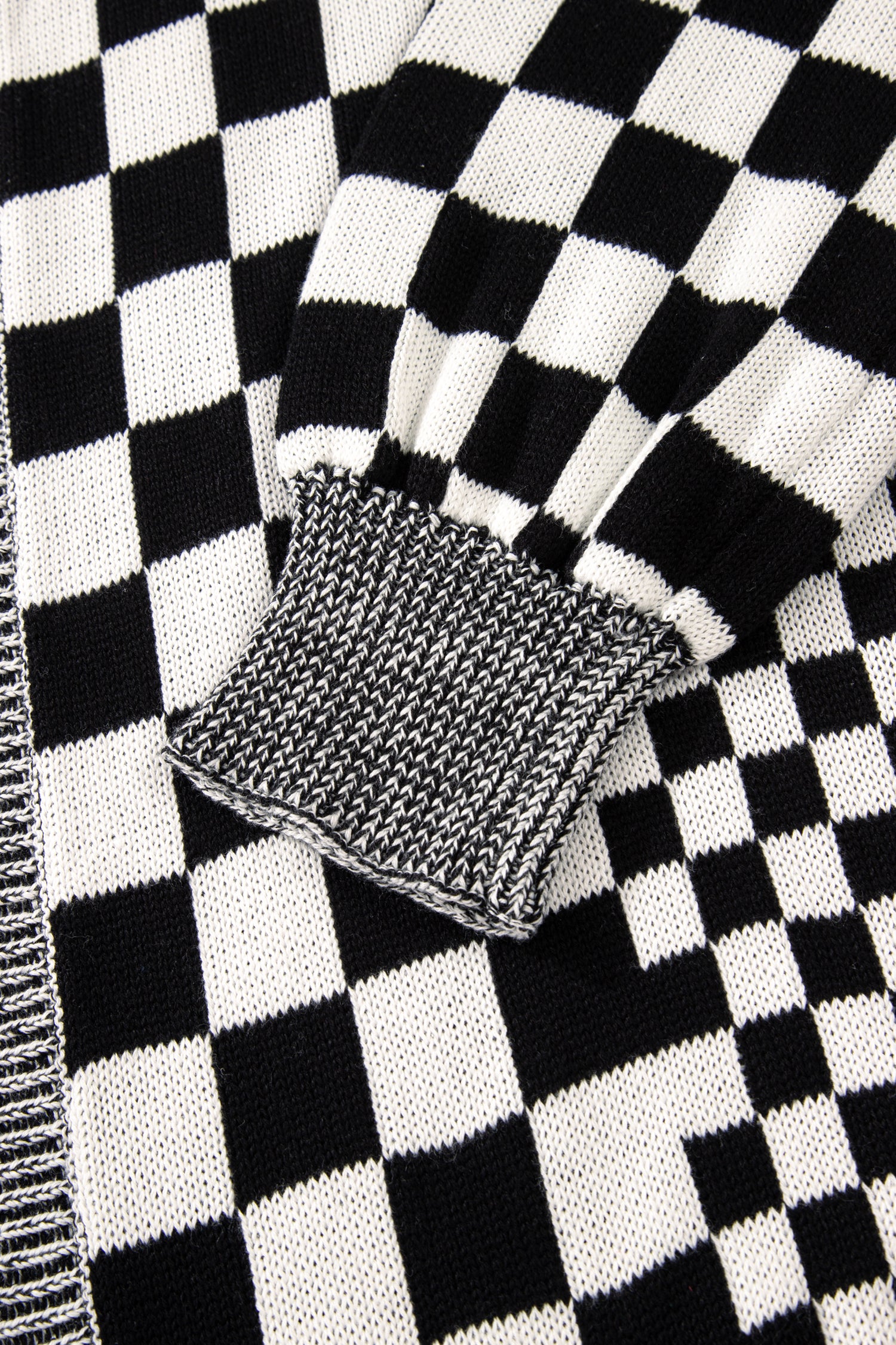 Checkered Bubble Sleeve Drop Shoulder Open Cardigan - eAura