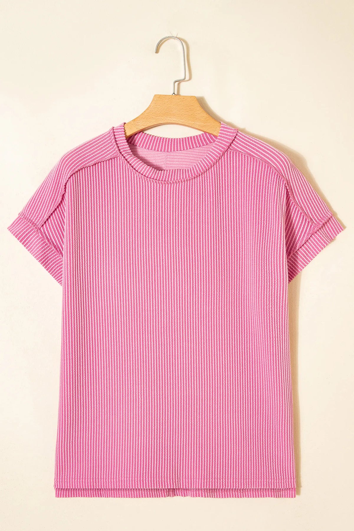Textured Knit Exposed Stitching T-shirt – Bonbon