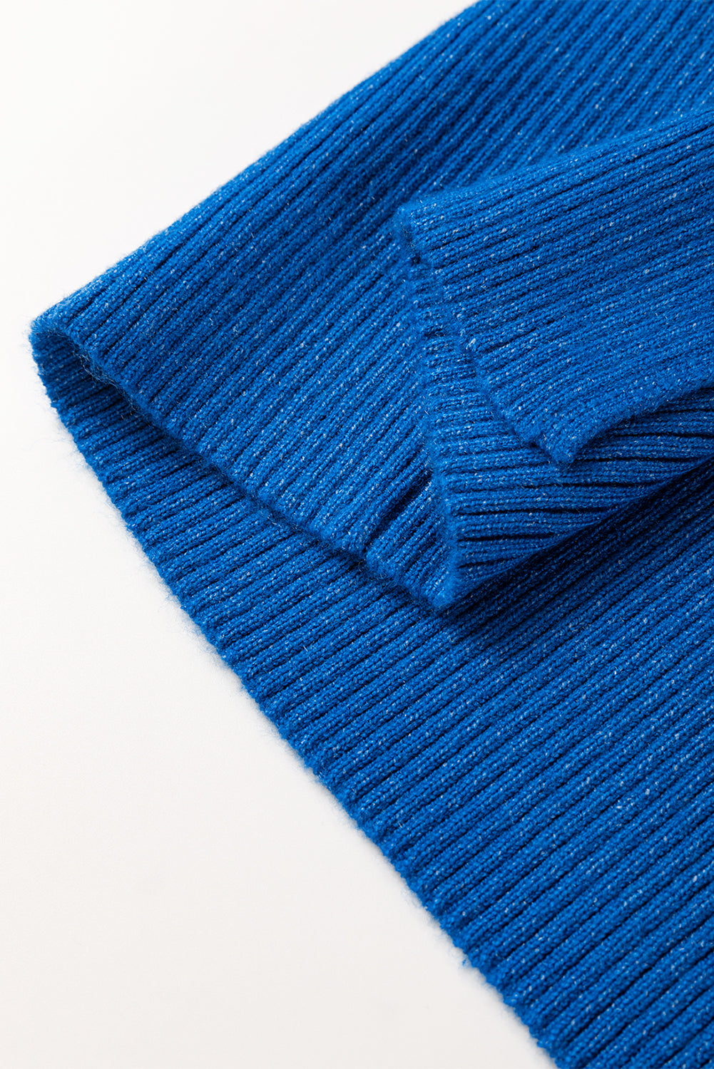 Dark Blue Solid Ribbed Knit Sheath Sleeveless Midi Sweater Dress eAura