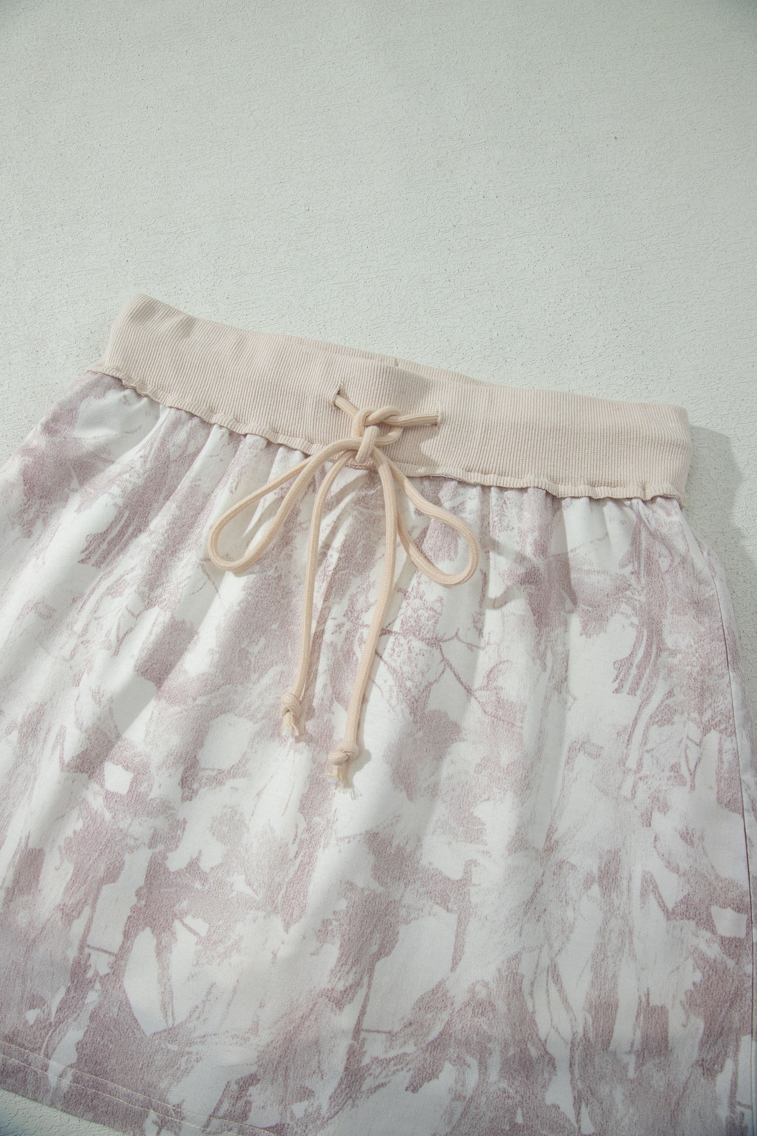 Gray Woodland Camo Print Raw Edge Cropped Top & Skirt Set