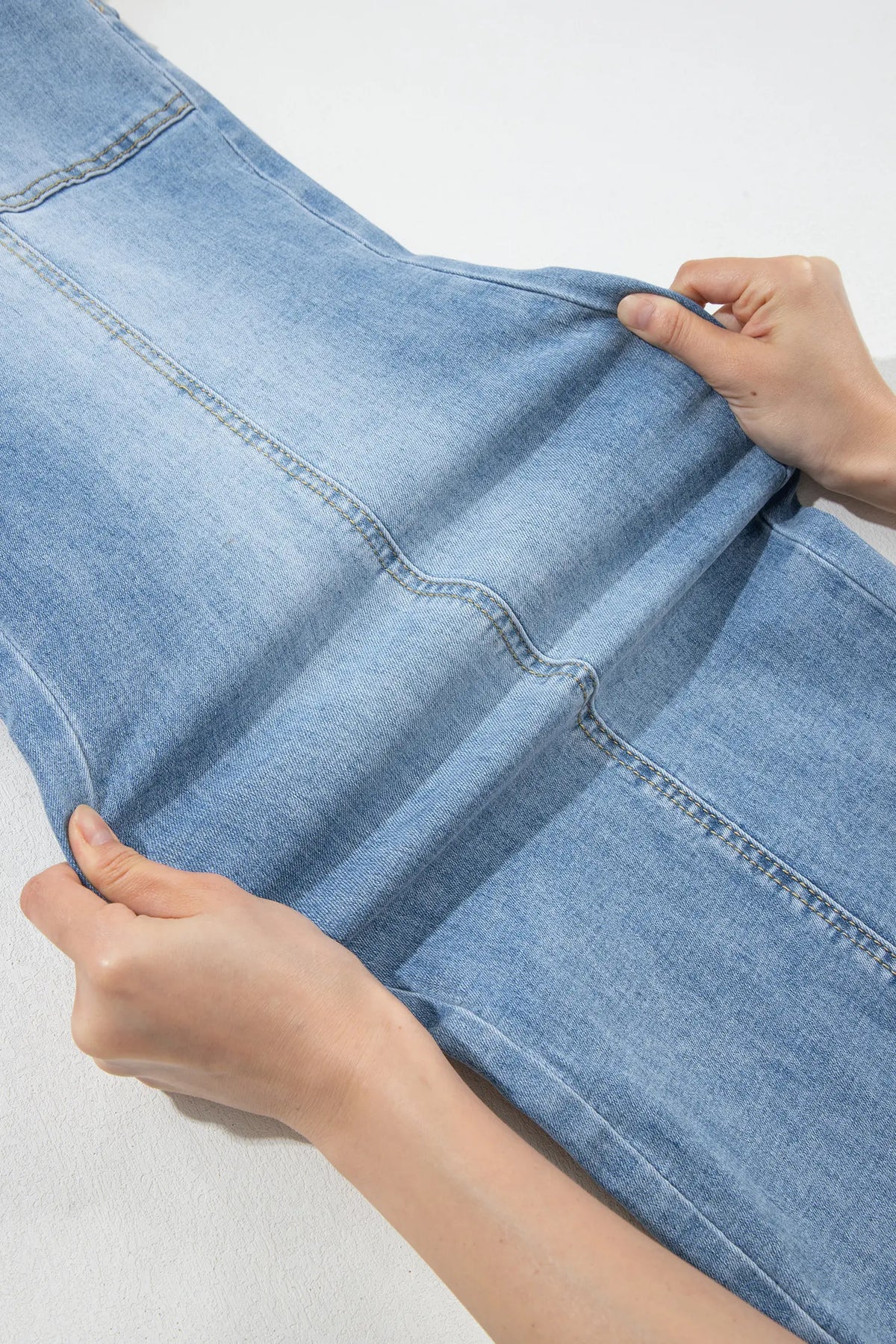 Beau Drawstring Waist Wide Leg Ankle Length Jeans