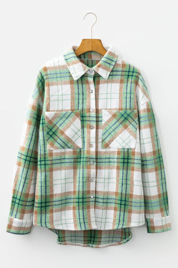 Red Plaid Casual Flannel Shacket - eAura