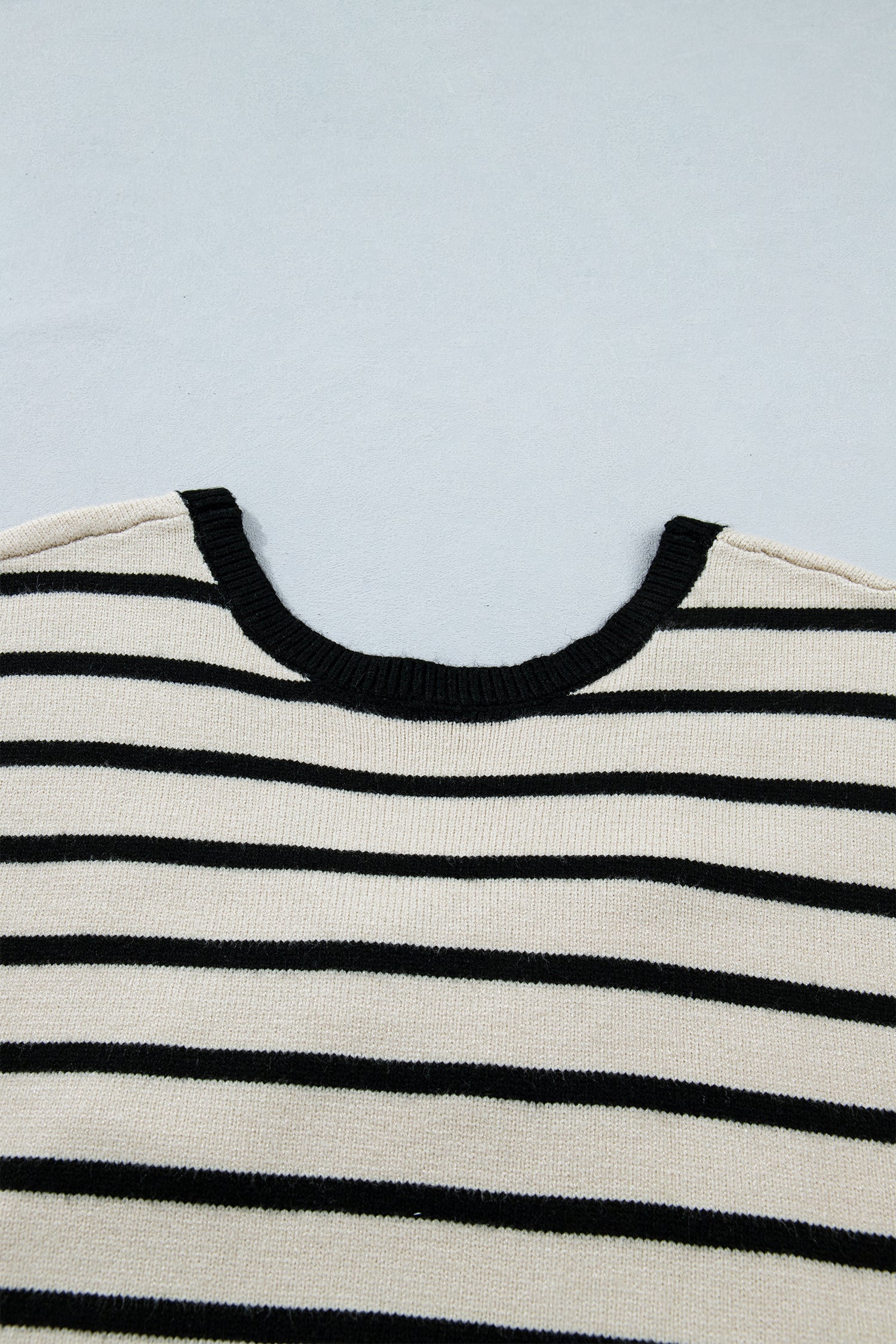 Stripe Bow Appliqué Short Sleeve Sweater