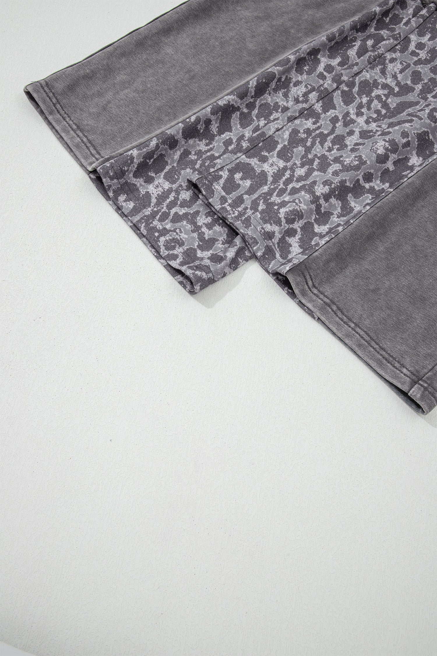 Mineral Wash Leopard Patchwork Trousers - eAura