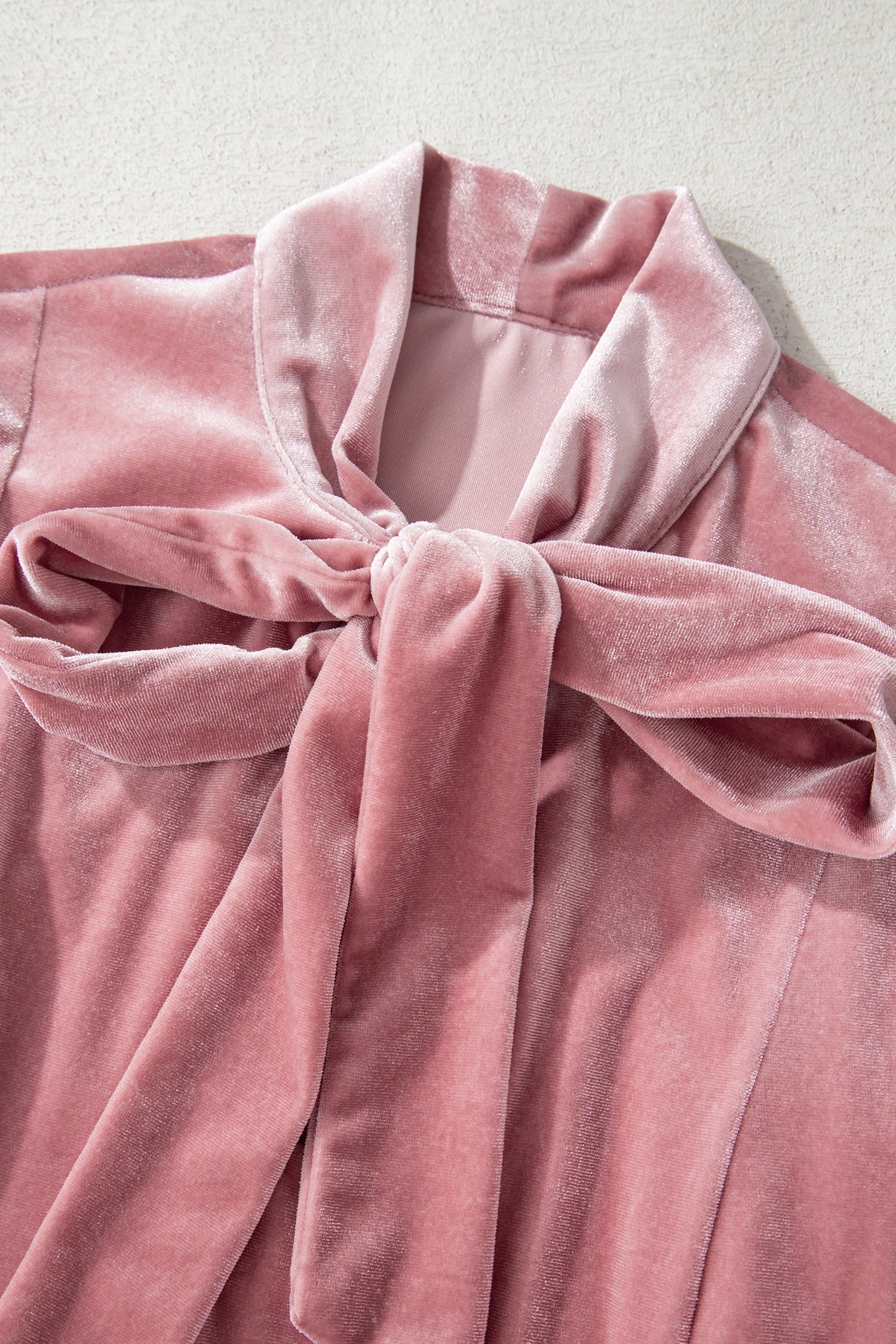 Velvet Ribbon Bow Knot Long Sleeve Blouse - eAura