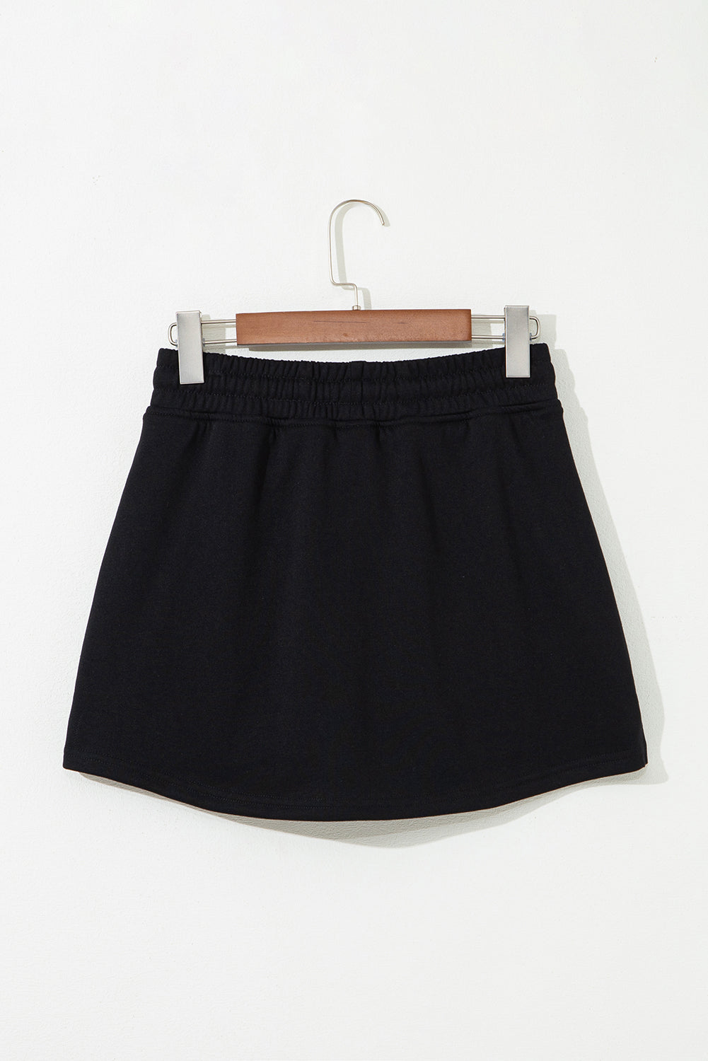 Black French Terry Drawstring Mini Skort with Pockets eAura