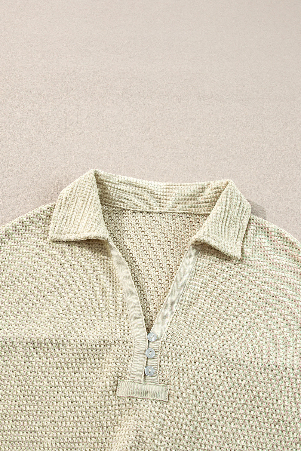 Parchment Textured Buttoned Long Sleeve Top 2 Piece Shorts Set eAura