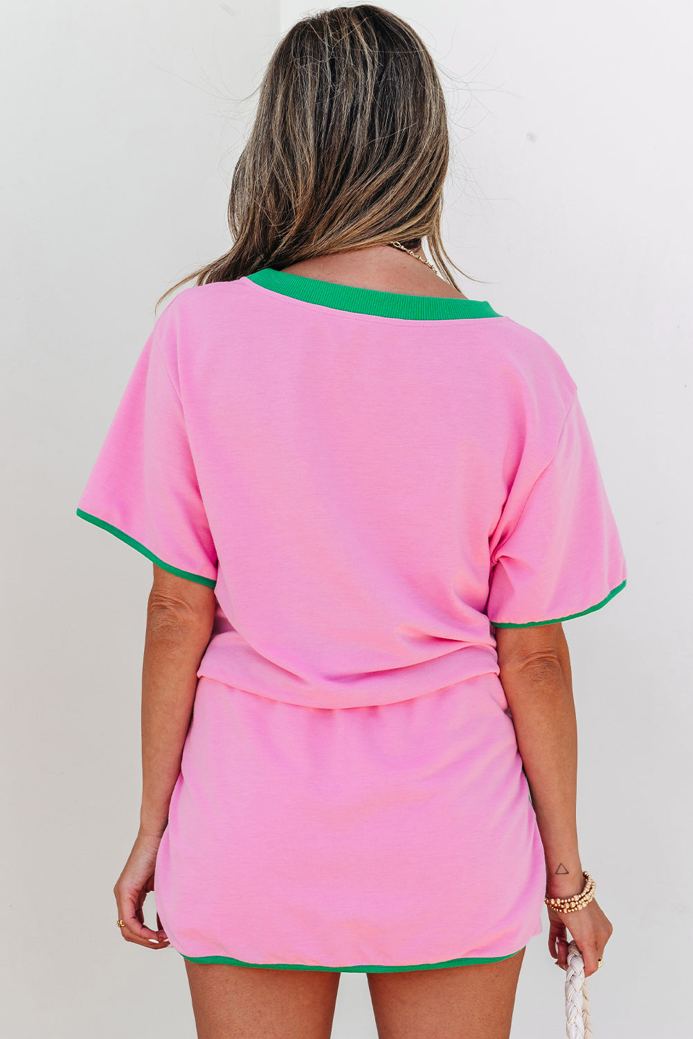 Colourblock Edge Drop Shoulder T Shirt and Skort 2Pcs Set Co-ord eAura